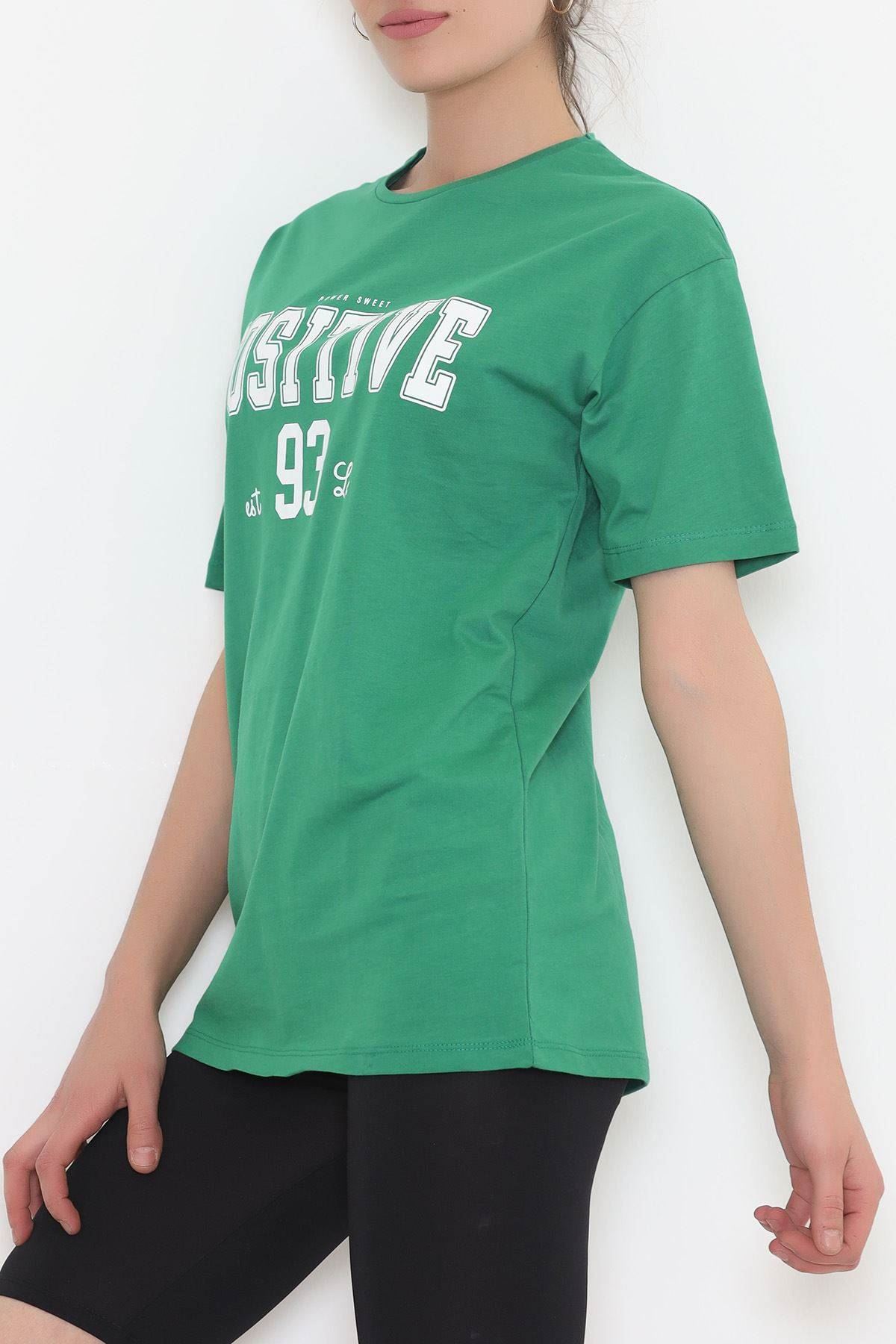 Baskılı Oversize Tişört Yeşil - 1222.275.