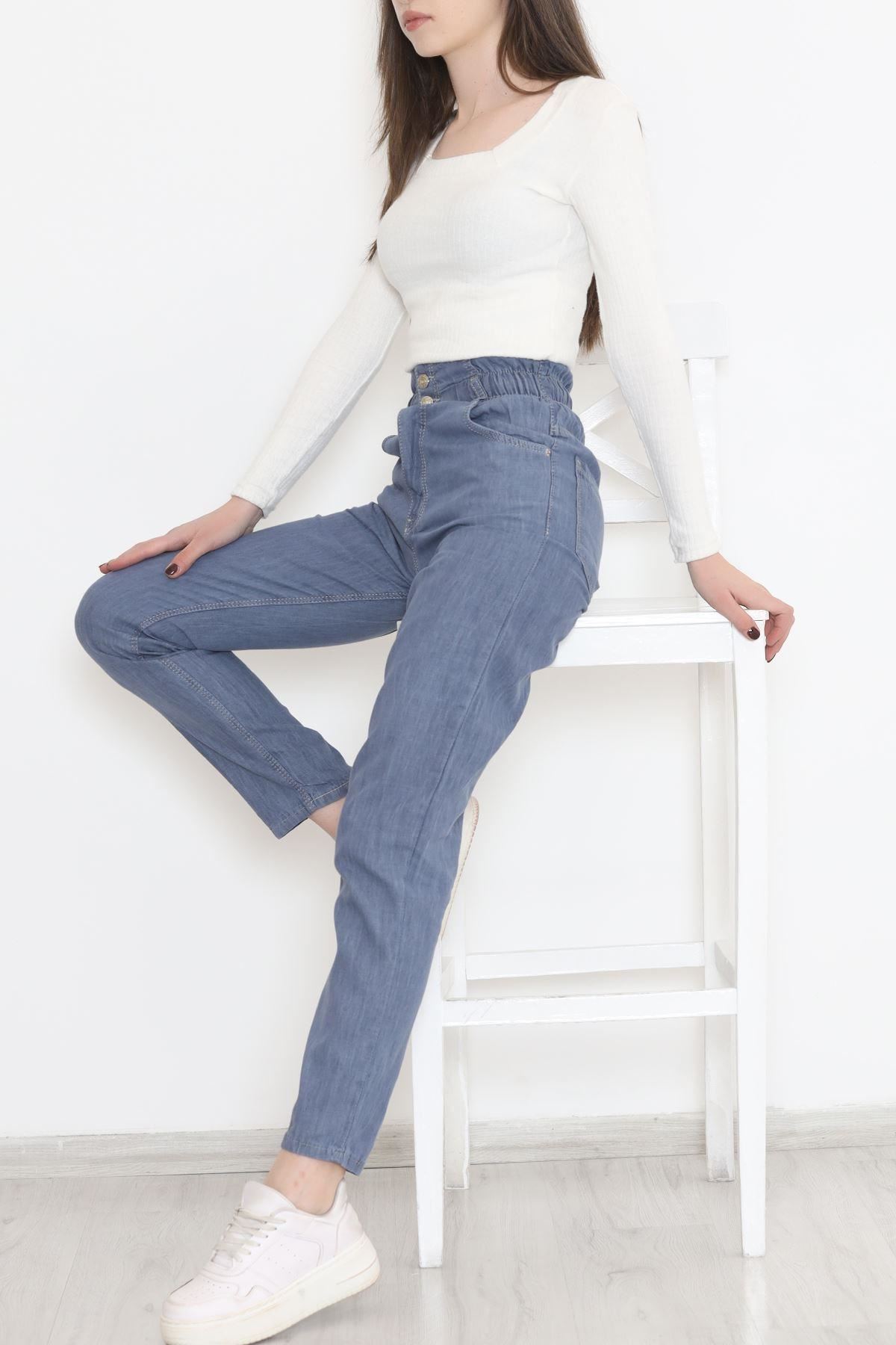Beli Lastikli Mom Kot Pantolon Açıkindigo - 12268.1431.