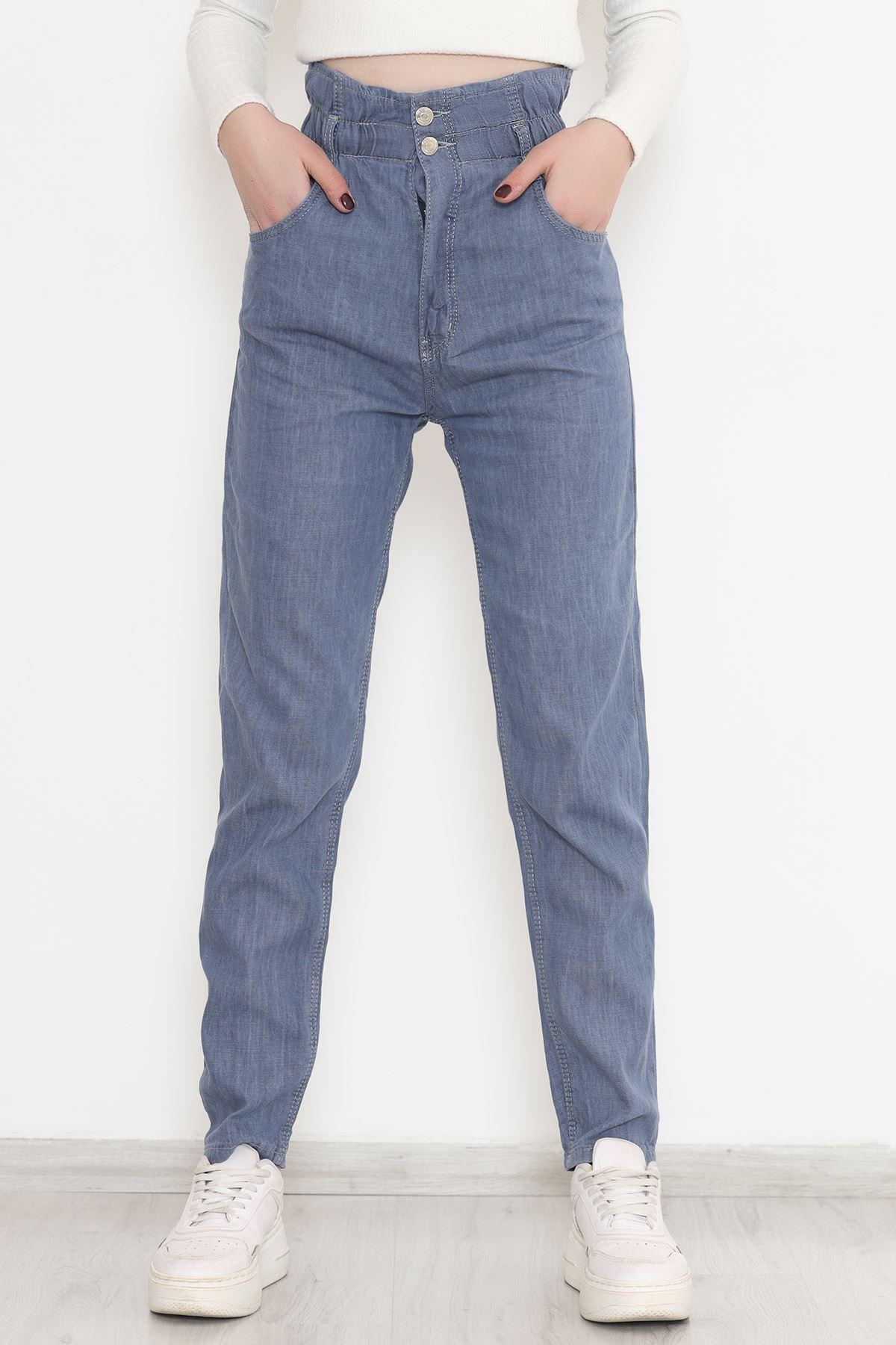 Beli Lastikli Mom Kot Pantolon Açıkindigo - 12268.1431.