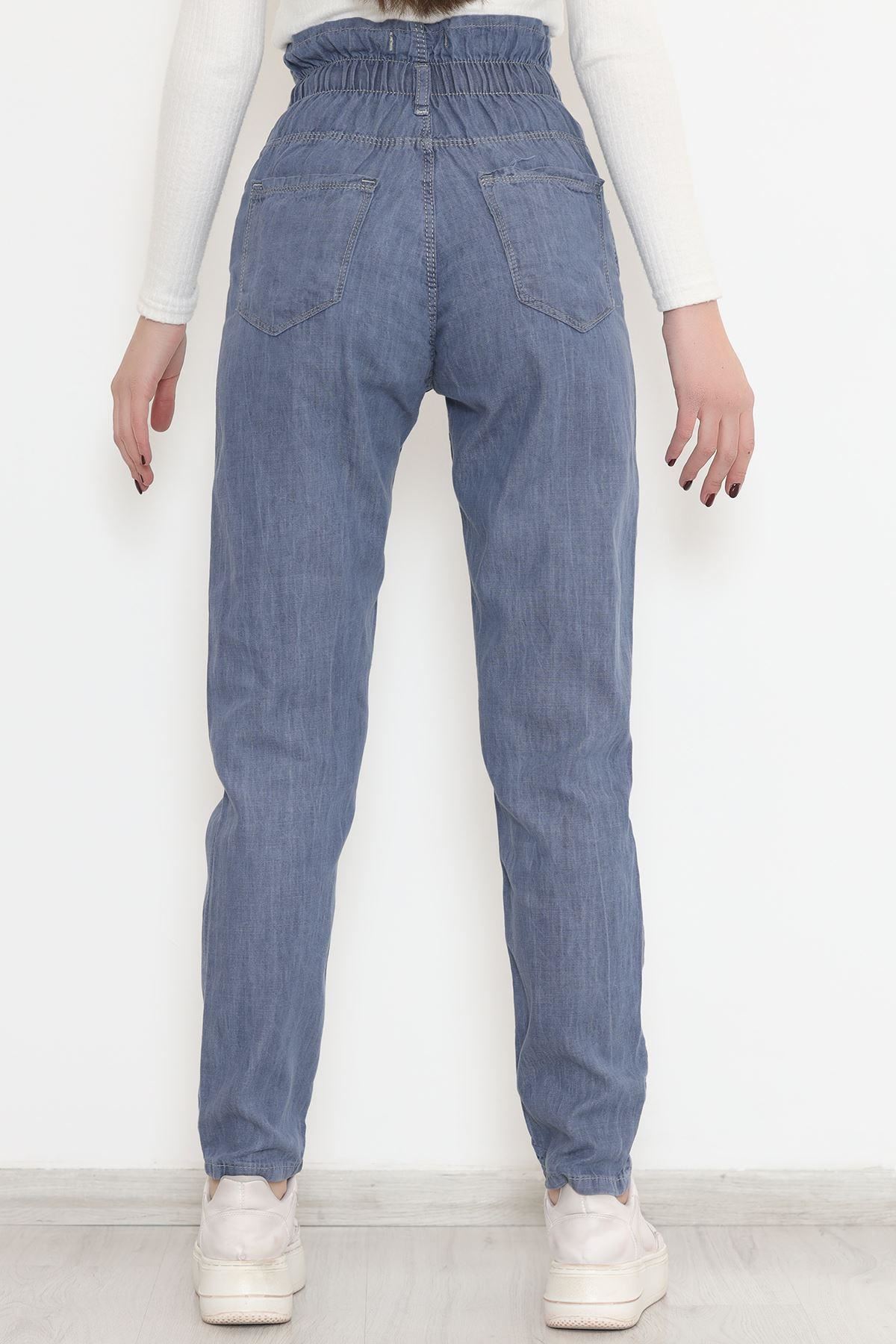 Beli Lastikli Mom Kot Pantolon Açıkindigo - 12268.1431.