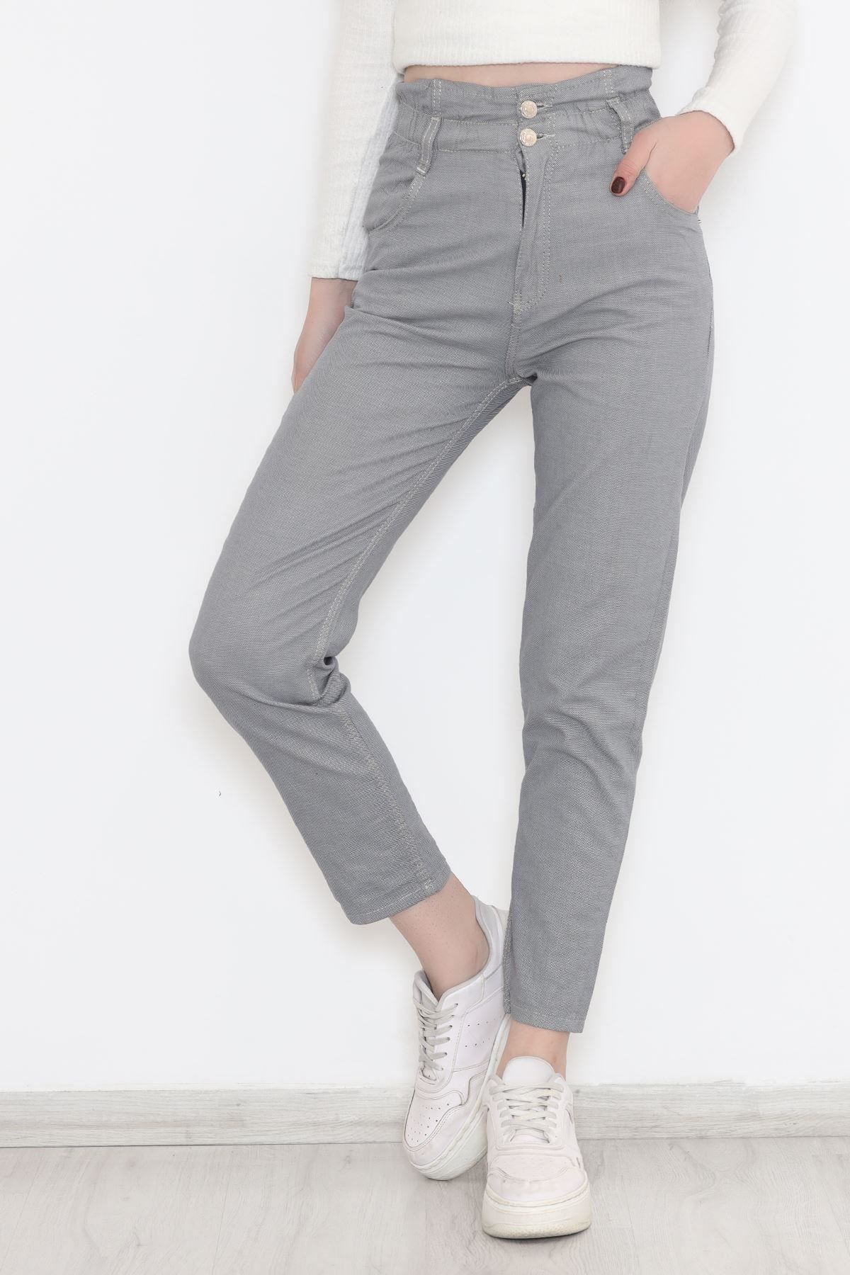 Beli Lastikli Mom Kot Pantolon Açıkgri - 12268.1431.