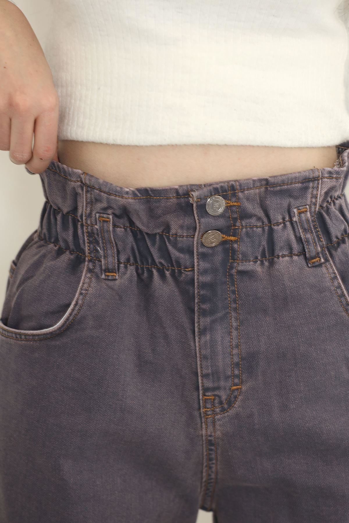 Beli Lastikli Mom Kot Pantolon Patlıcanmor - 12268.1431.