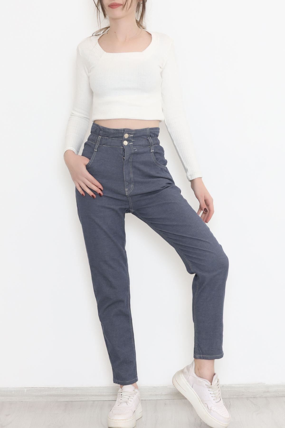 Beli Lastikli Mom Kot Pantolon İndigo1 - 12268.1431.