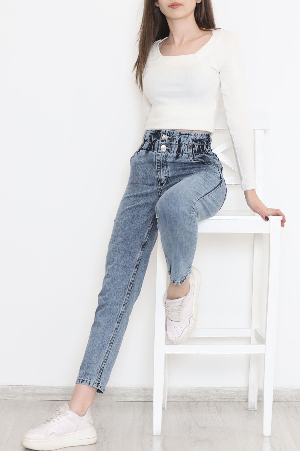Beli Lastikli Mom Kot Pantolon Mavi3 - 12268.1431.