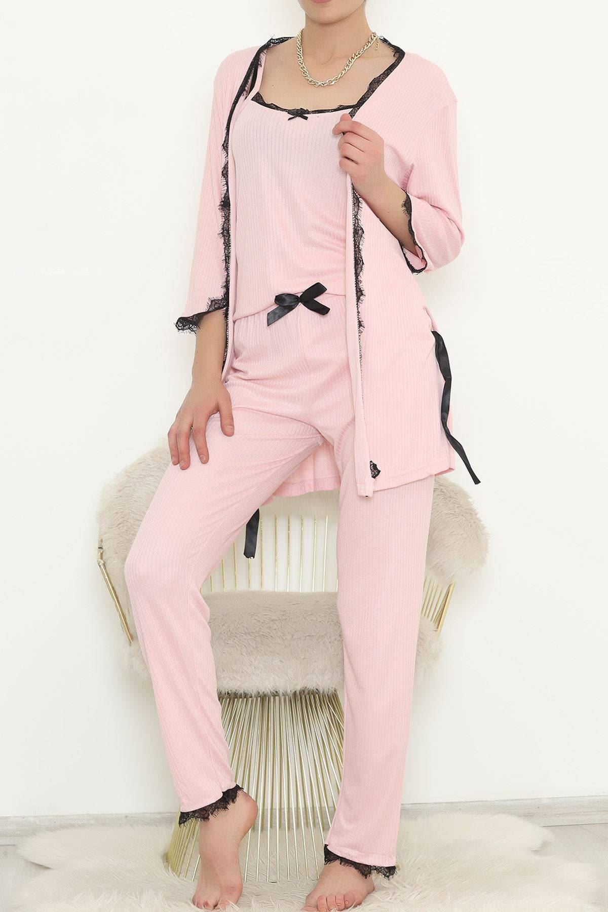 Desenli 3'Lü Pijama Takımı Pembe - 11497.1048.