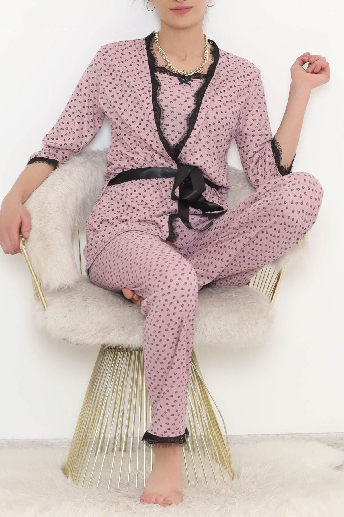 Desenli 3'Lü Pijama Takımı Liladesenli - 11497.1048.