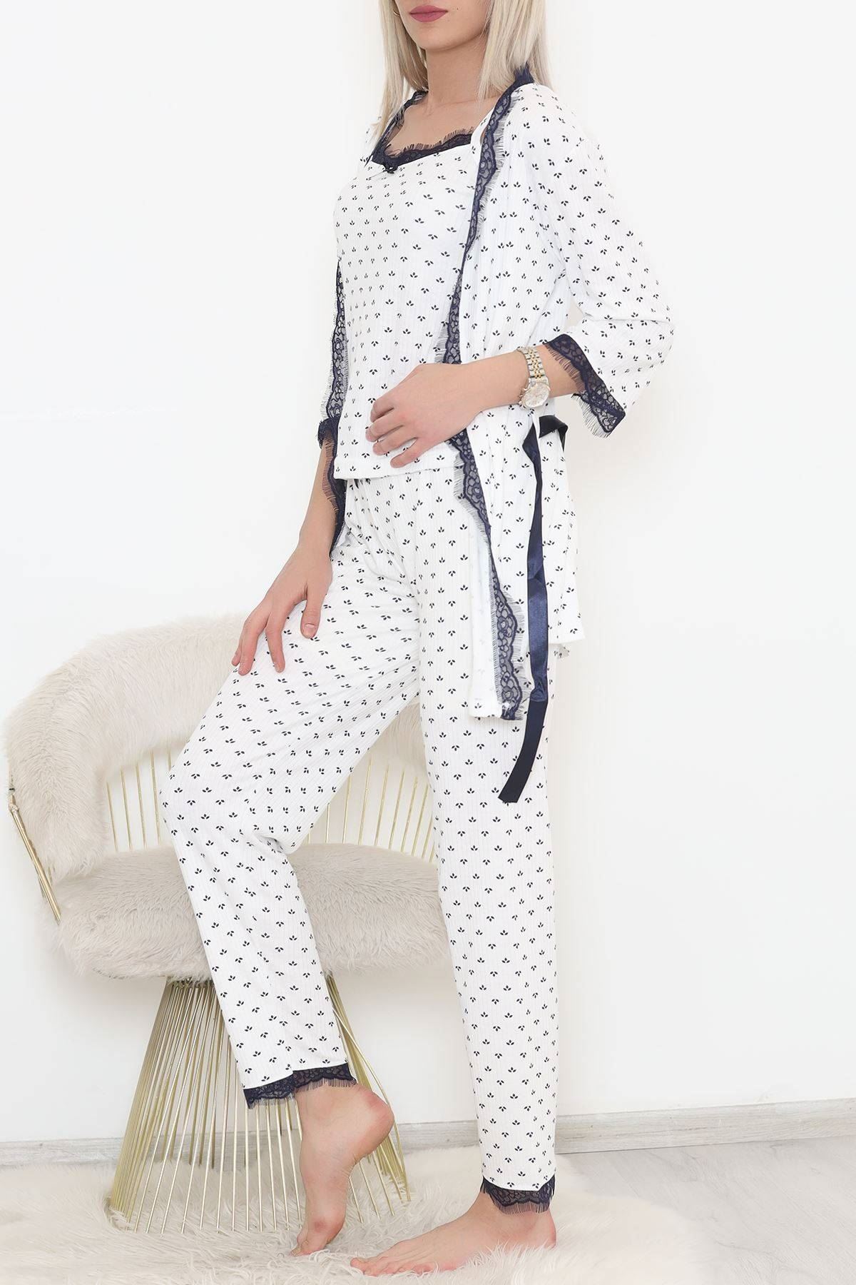 Desenli 3'Lü Pijama Takımı Beyazlaci - 11497.1048.
