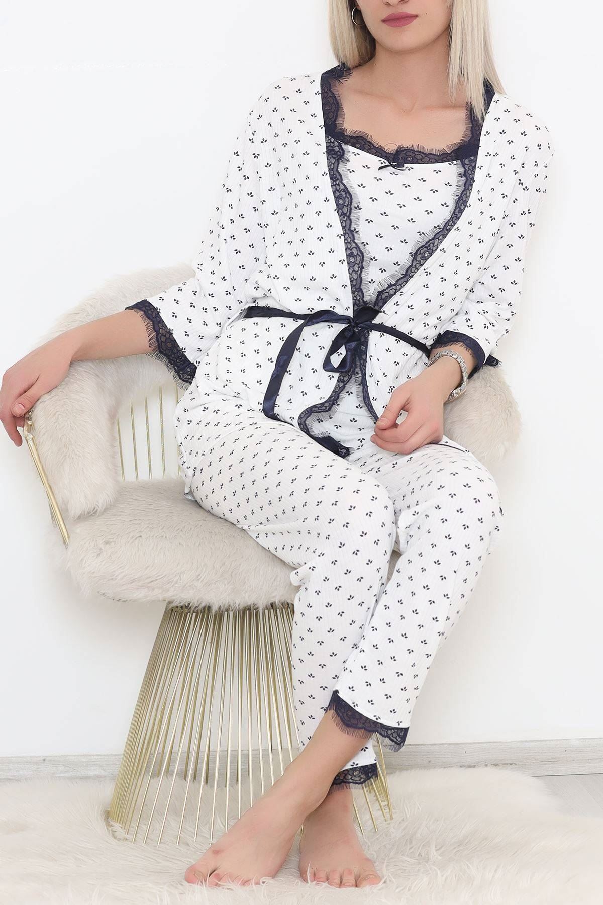 Desenli 3'Lü Pijama Takımı Beyazlaci - 11497.1048.