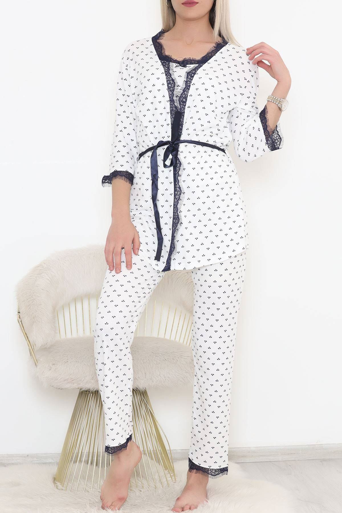Desenli 3'Lü Pijama Takımı Beyazlaci - 11497.1048.