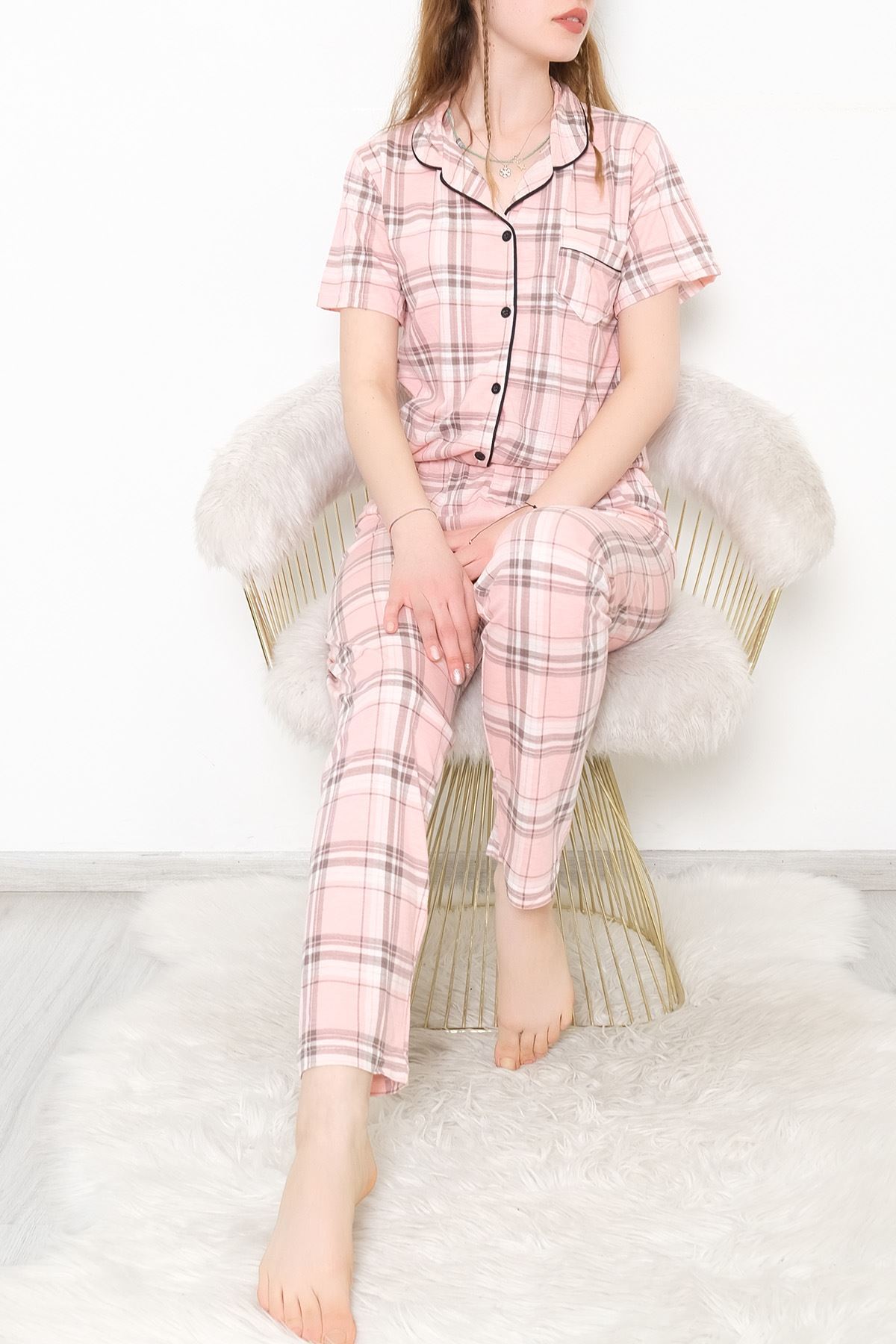 Düğmeli Pijama Takımı Pudrakareli - 10873.1048.