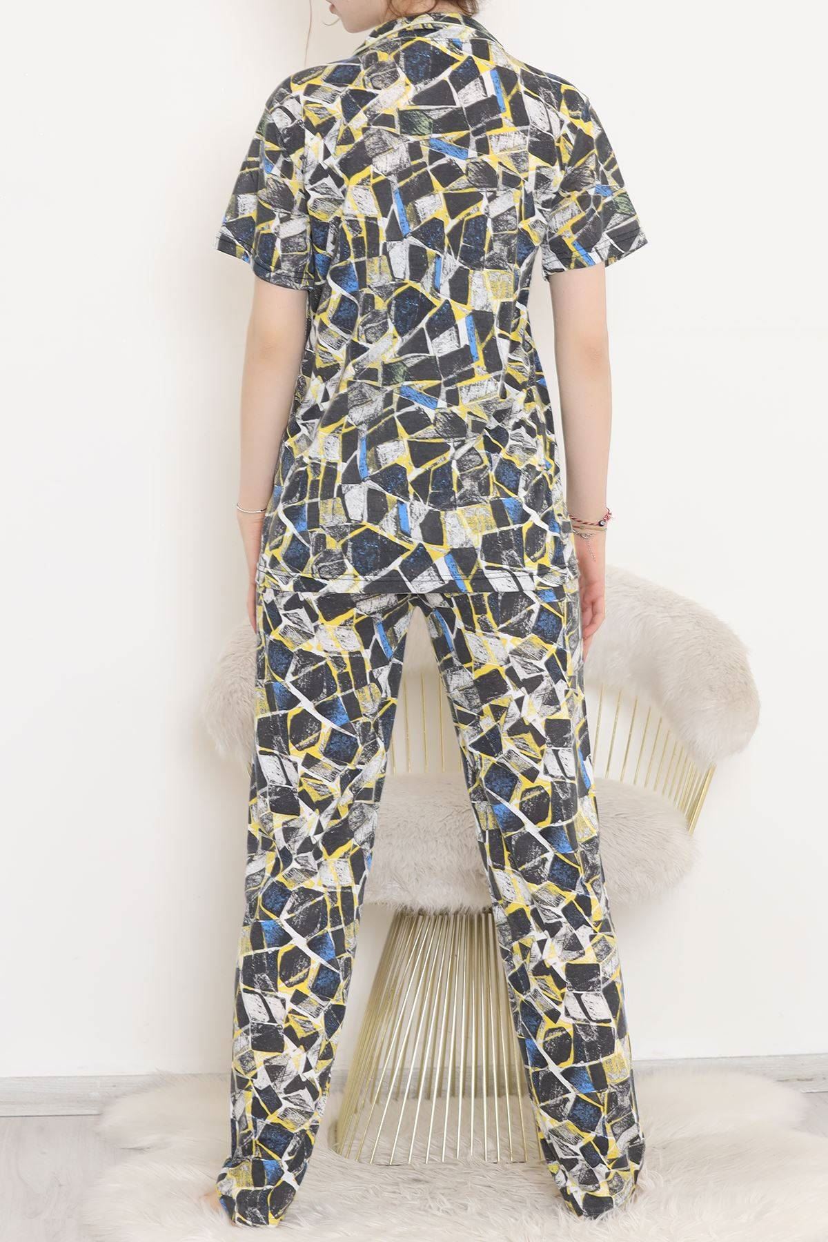 Düğmeli Pijama Takımı Desenlisarı - 10873.1048.