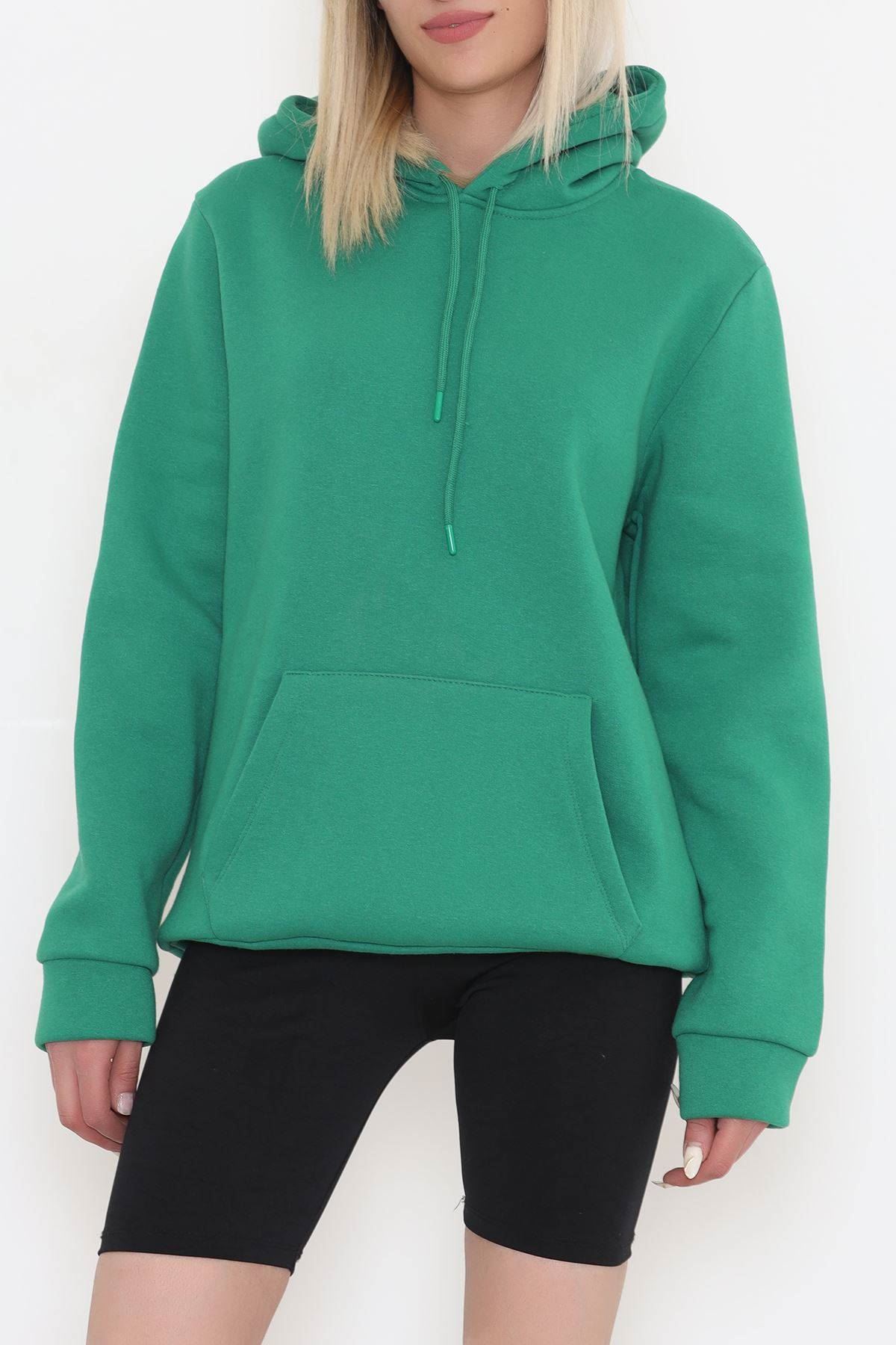 Kanguru Cep Oversize Sweat Yeşil - 3080.275.