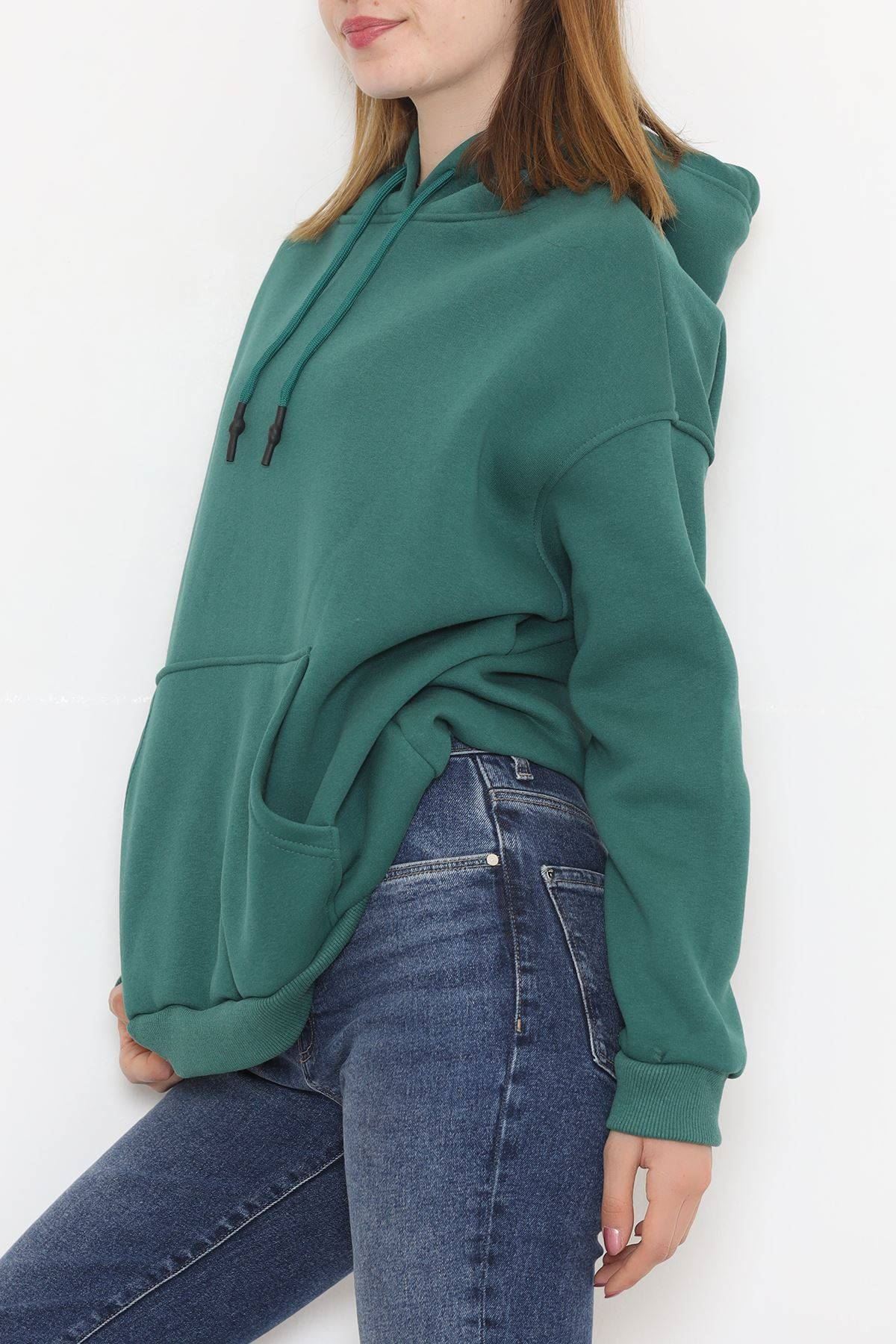 Kapşonlu Sweat Koyuyeşil - 9490.1145.