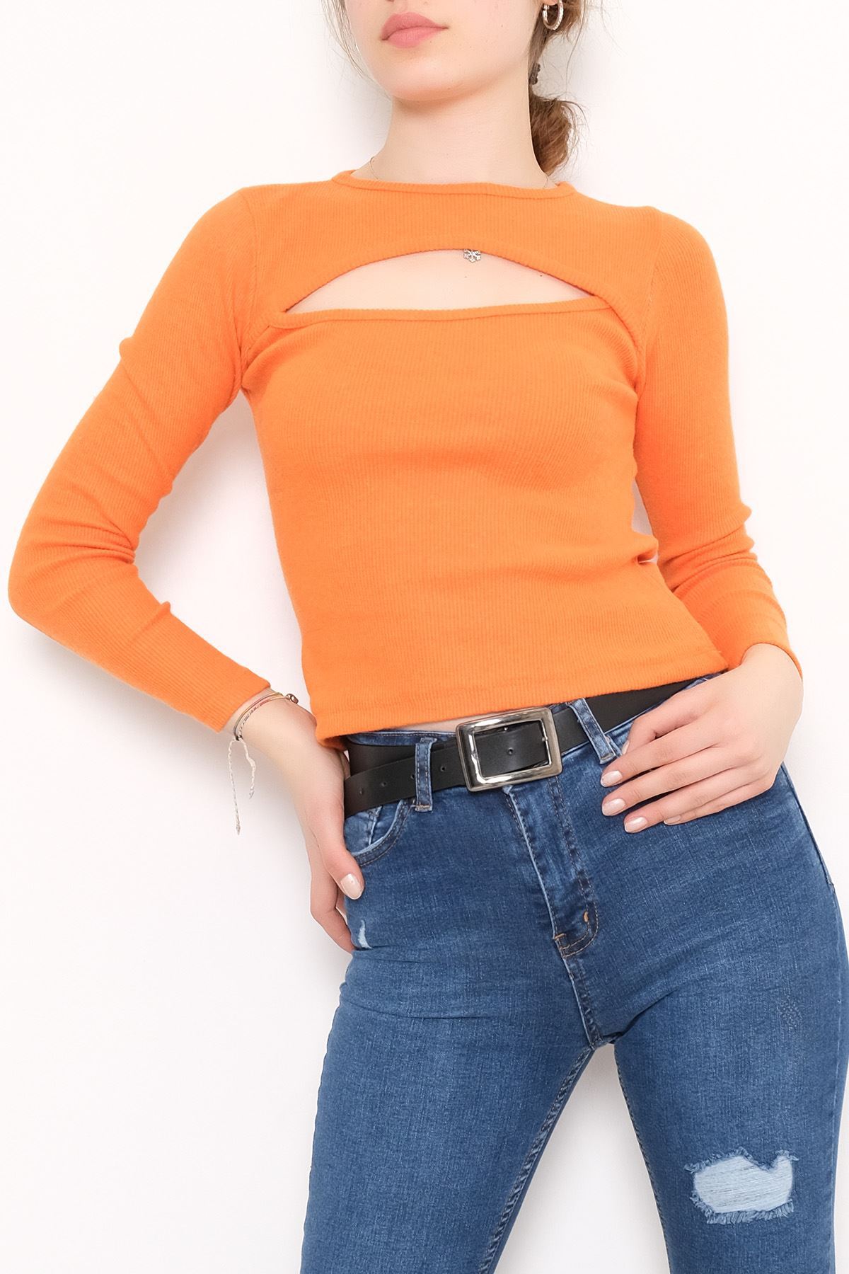 Önü Dekolteli Body Turuncu - 10703.1567.