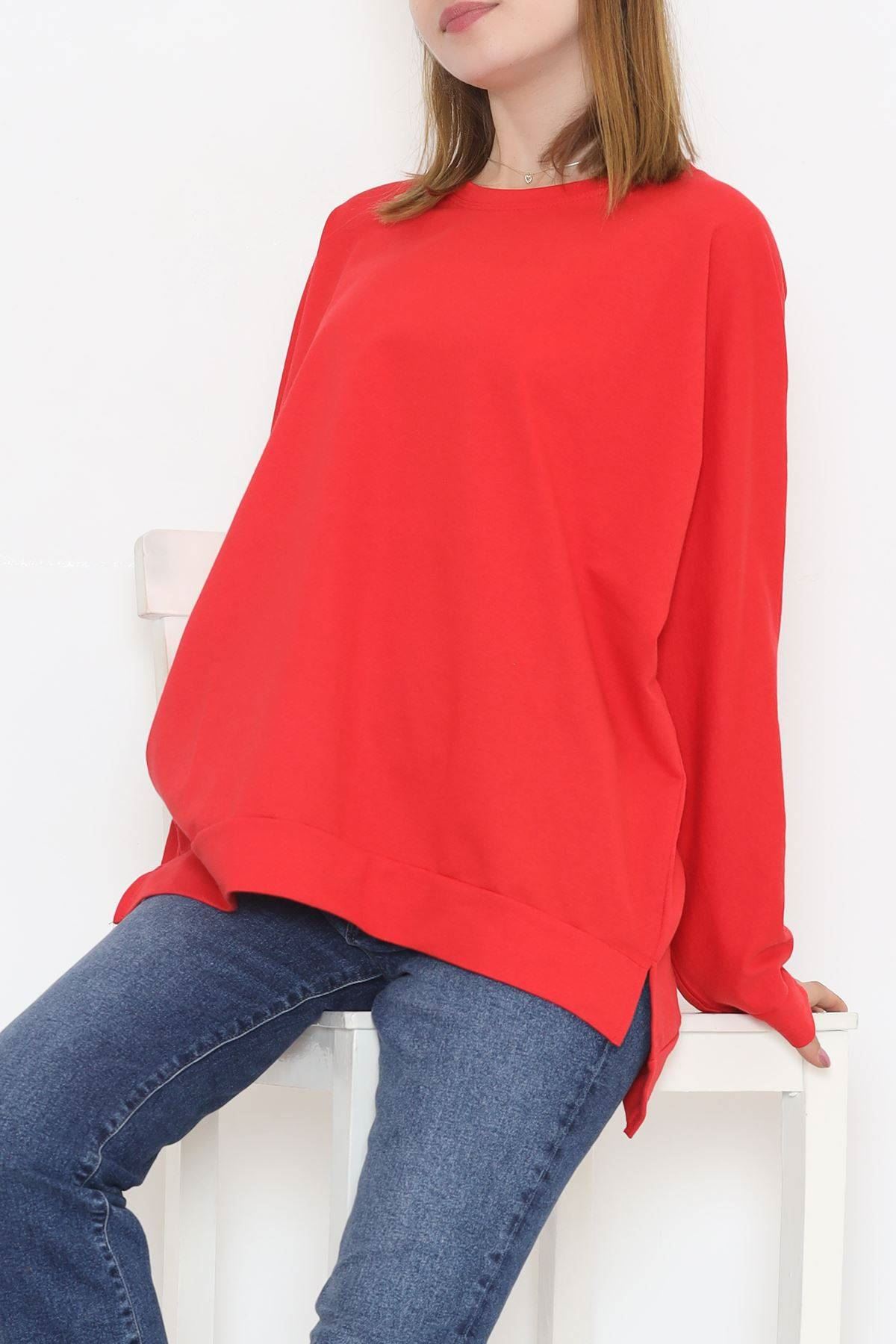 Yarasakol Yırtmaçlı Sweat Kırmızı - 114.105.