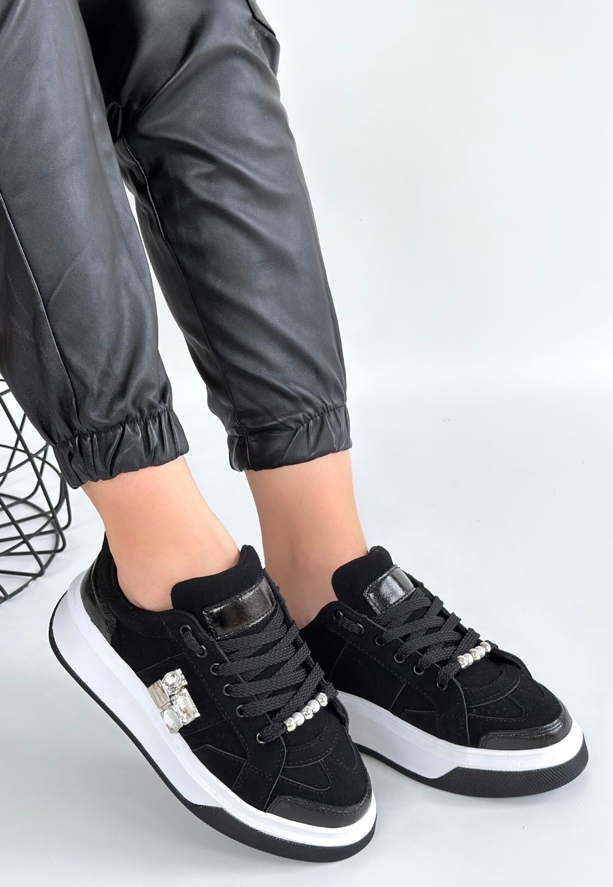 Ceans Siyah Süet Bağcıklı Spor Ayakkabı