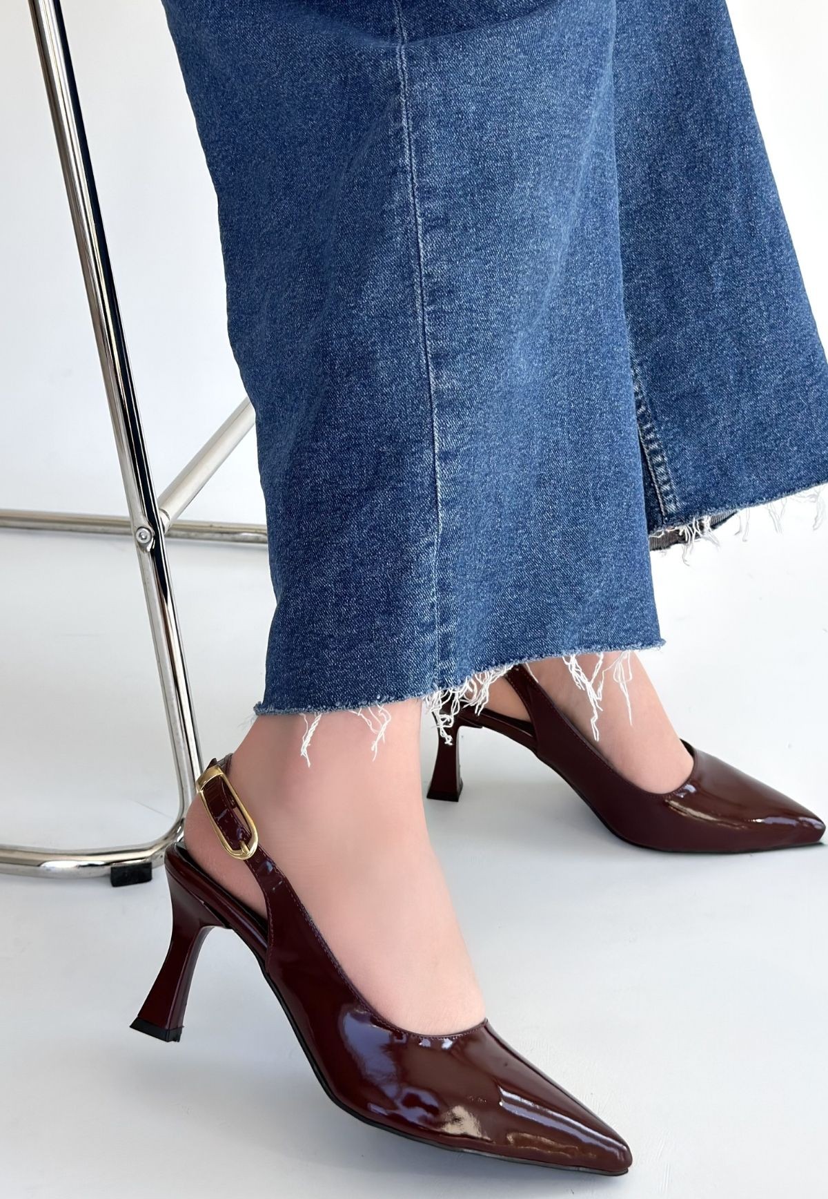 Hies Bordo Rugan Topuklu Ayakkabı