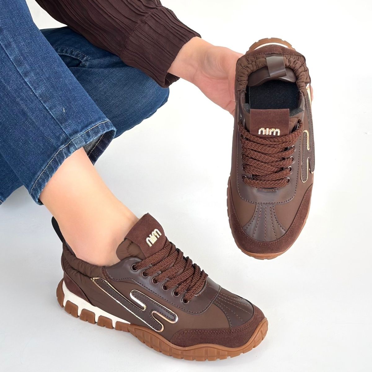 Huer Kahverengi Nubuk Bağcıklı Spor Ayakkabı