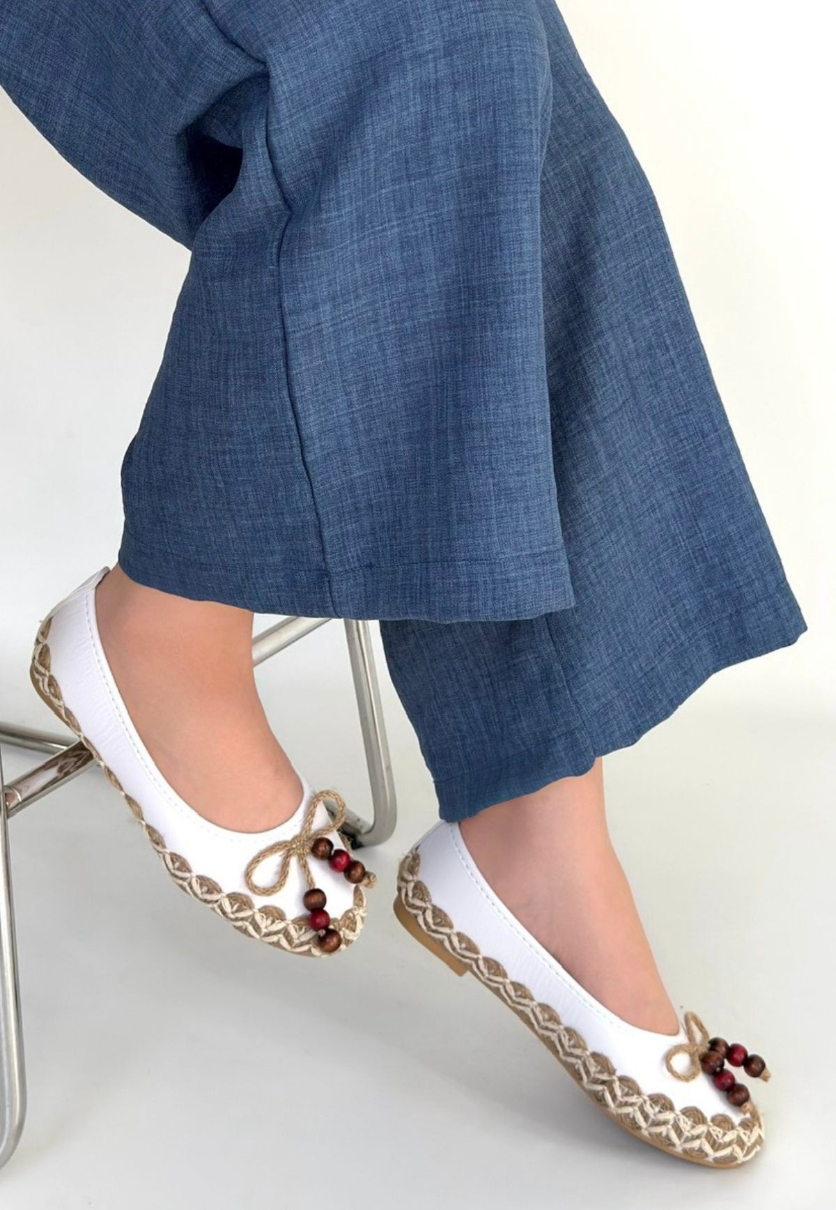 Ilwe Beyaz Cilt Babet Ayakkabı