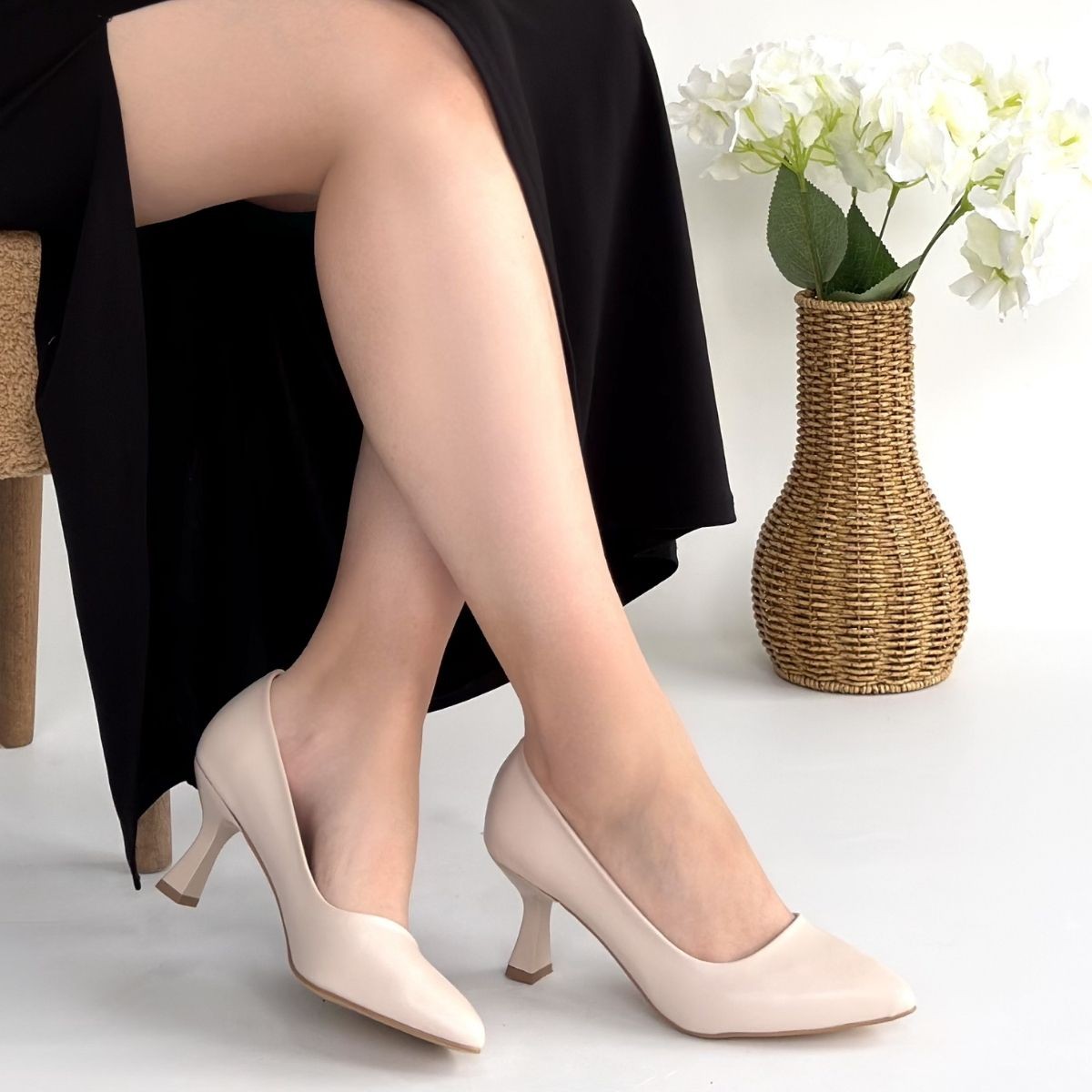 Leja Bej Cilt Topuklu Ayakkabı