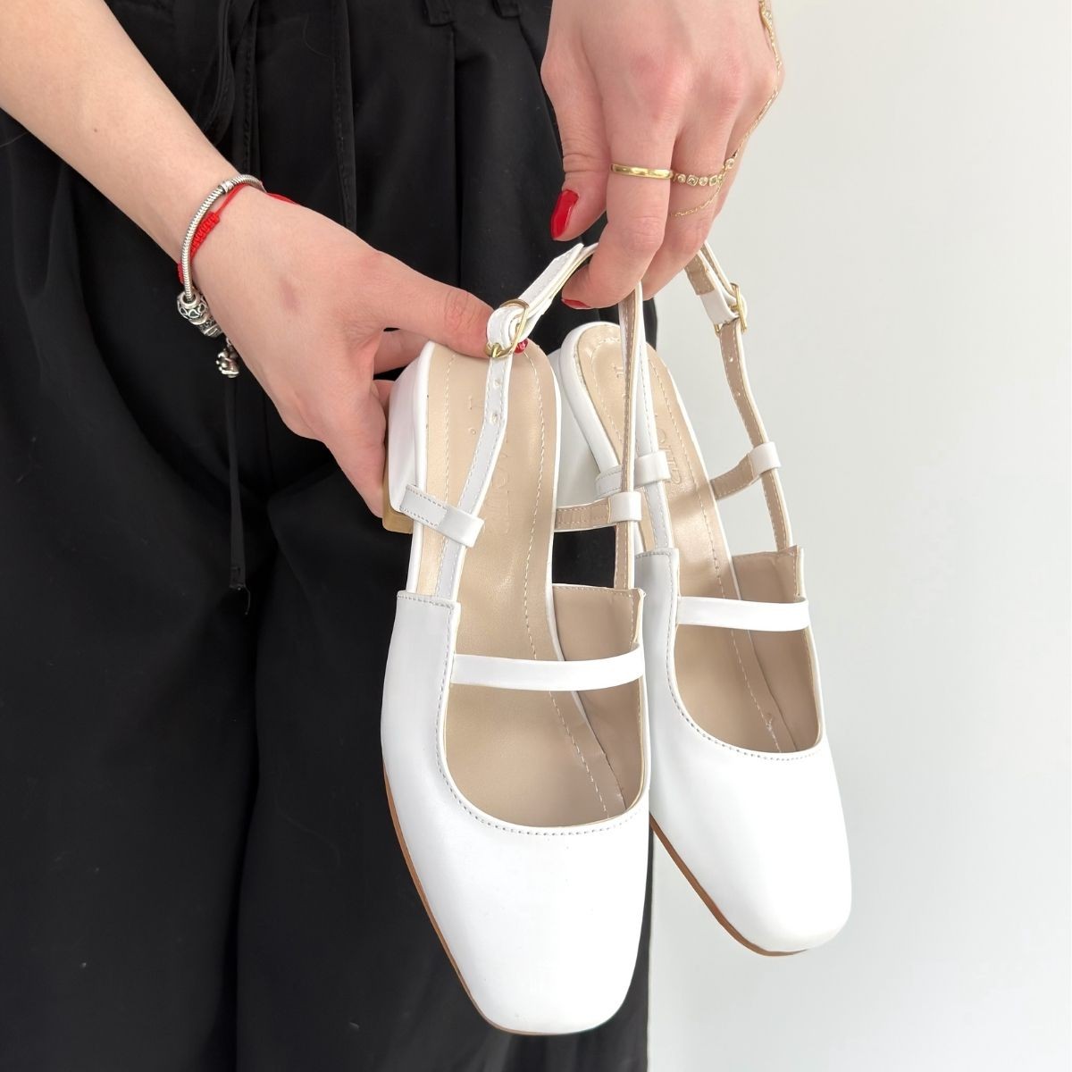 Liva Beyaz Cilt Topuklu Ayakkabı