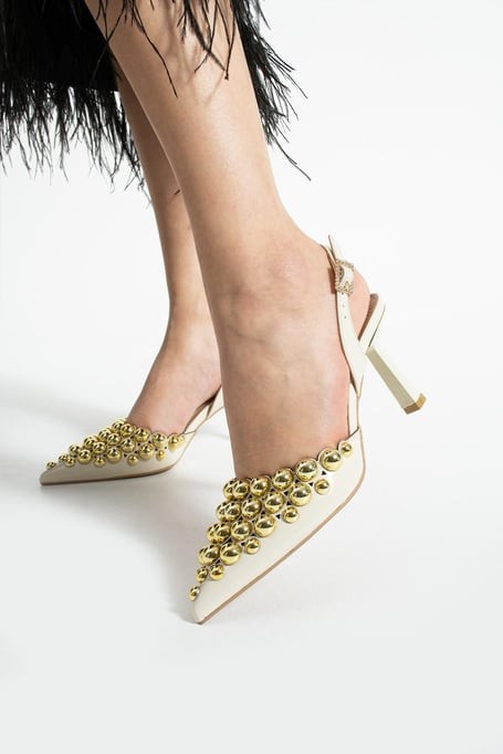 Makay Bej Rugan Topuklu Ayakkabı