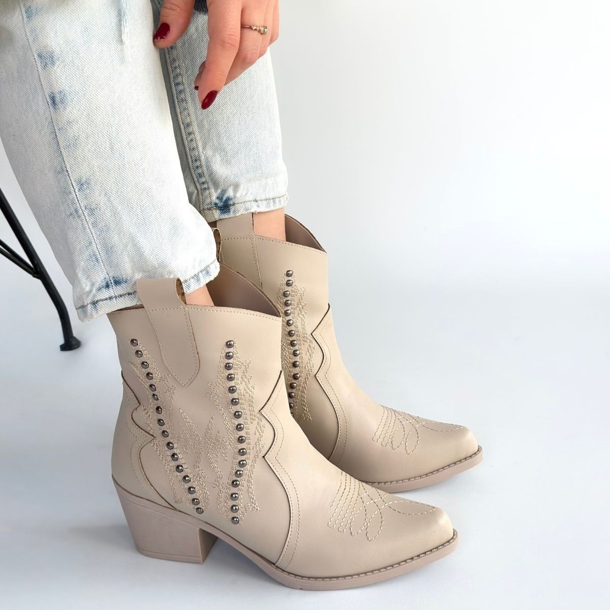 Matin Bej Cilt Topuklu Bot