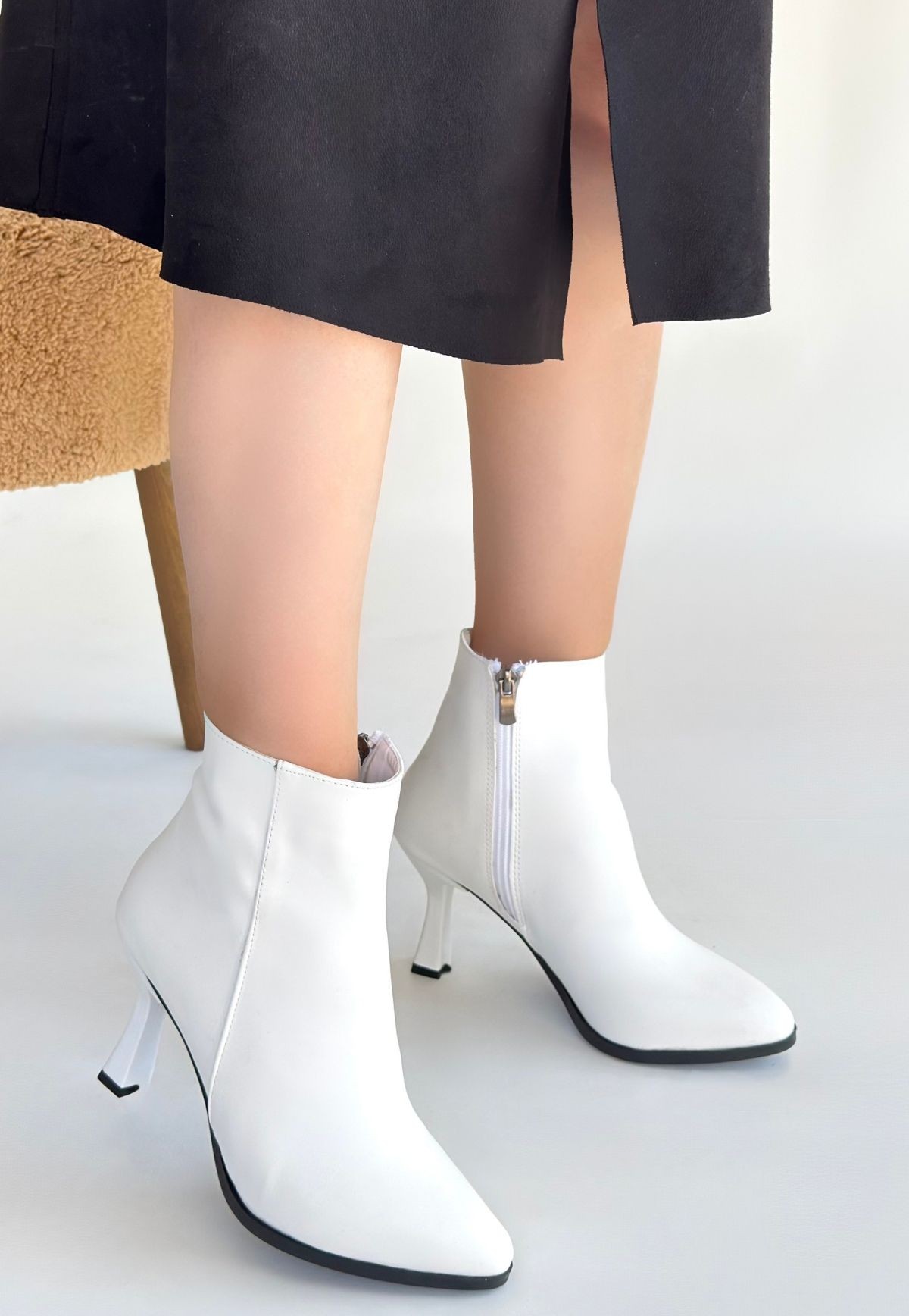 Mişha Beyaz Cilt Topuklu Bot
