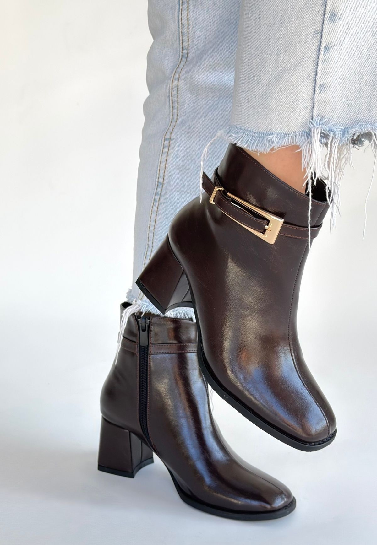 Rivav Acı Kahve Rugan Topuklu Bot