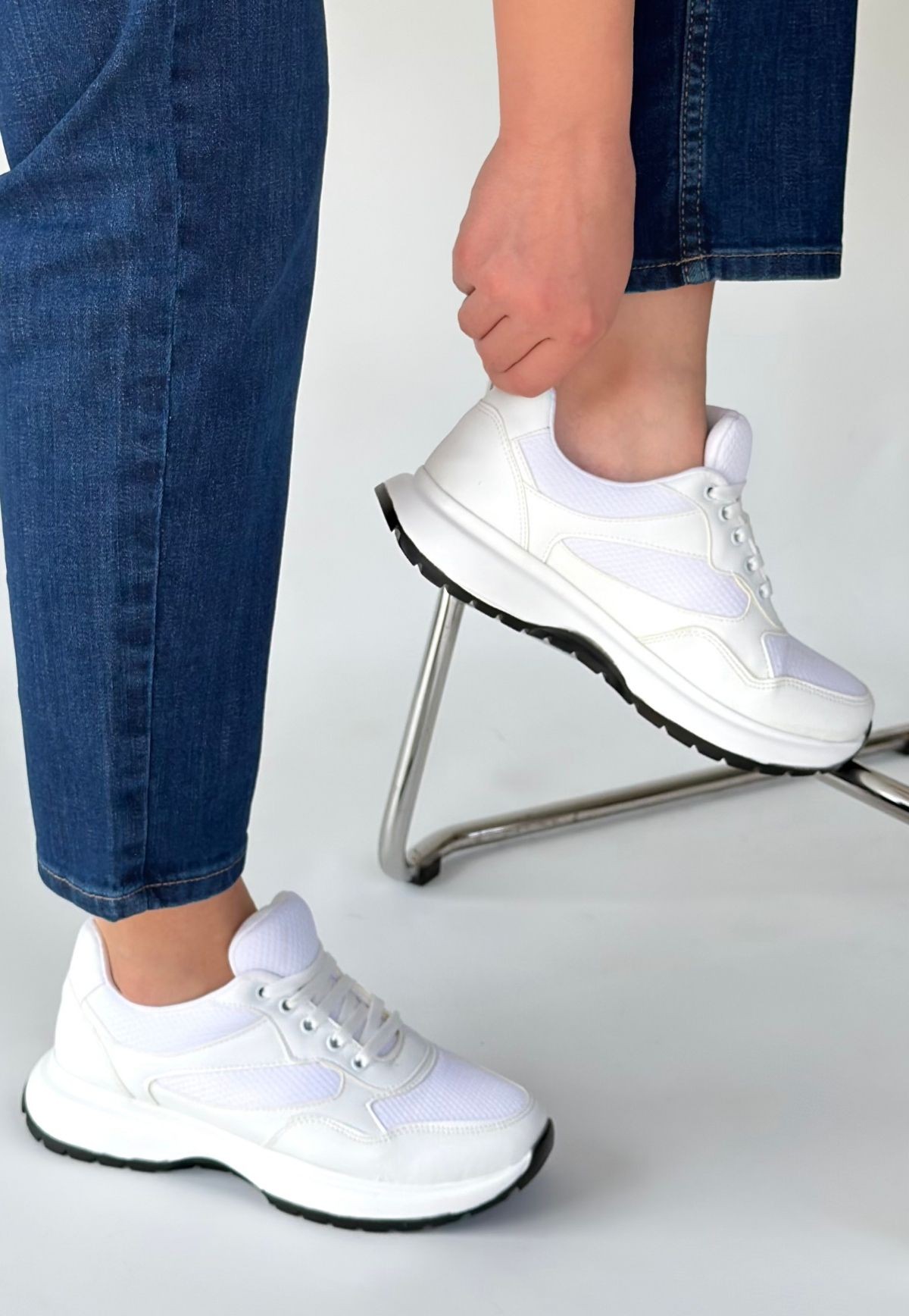 Slar Beyaz Cilt Spor Ayakkabı