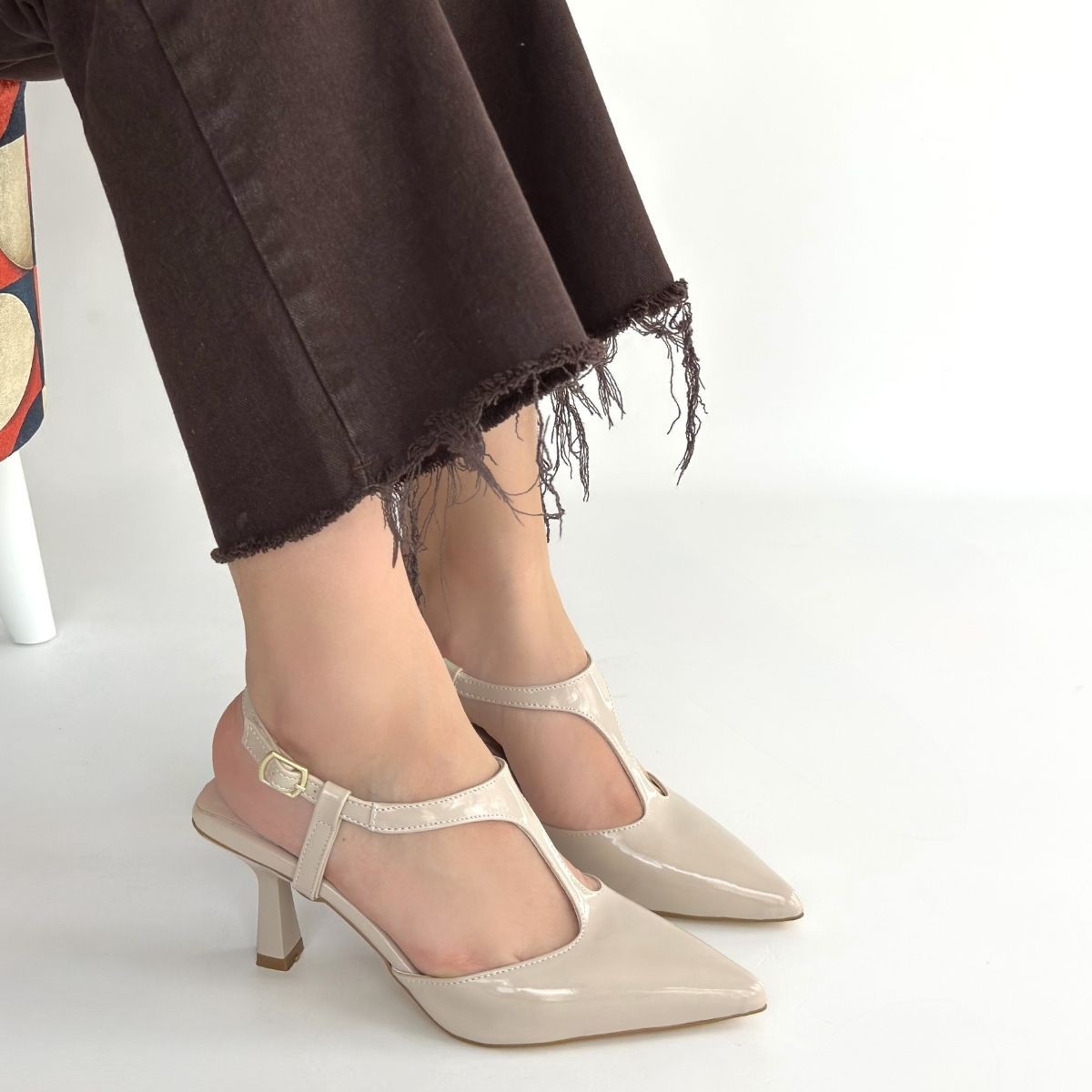 Tula Bej Rugan Topuklu Ayakkabı