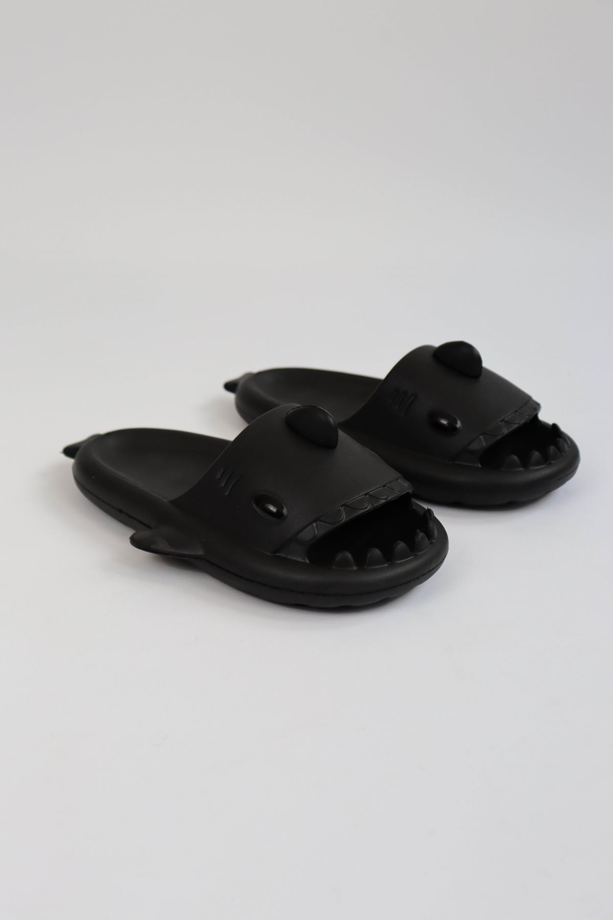 WG500 Köpekbalığı Siyah Unisex Tam Ortopedik Terlik Shark Slides