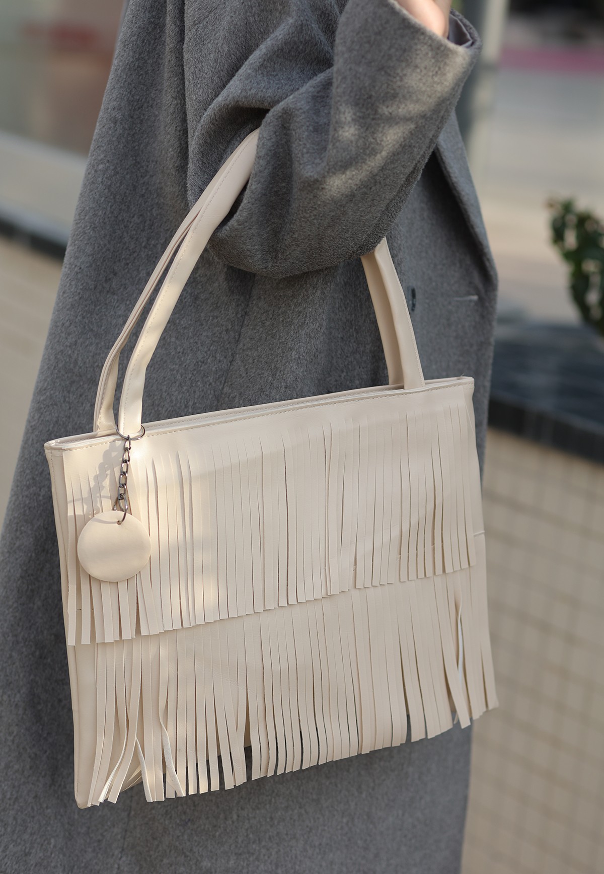 Zoey Beige Skin Sleeve Bag
