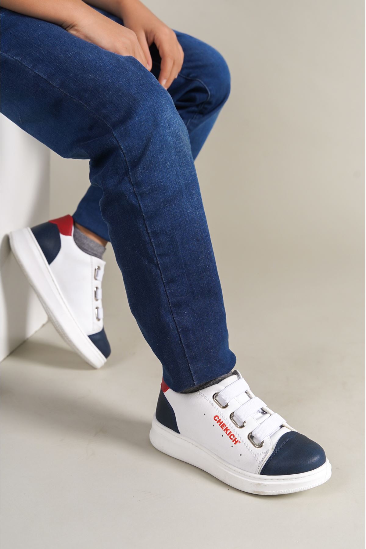 1007 Montana Kids Shoes Navy Blue-White-Red