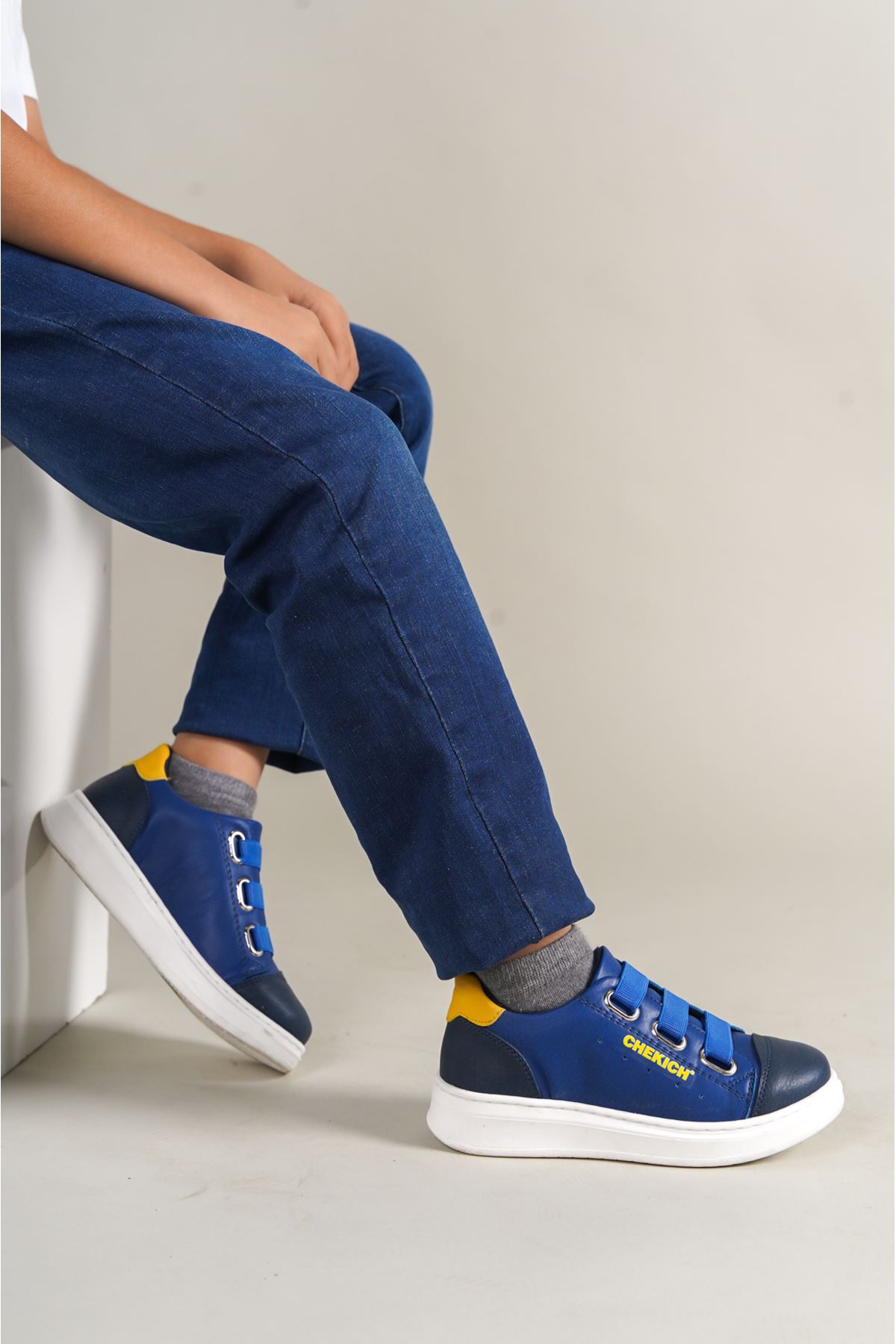 1007 Montana Kids Shoes Navy Blue-Yellow