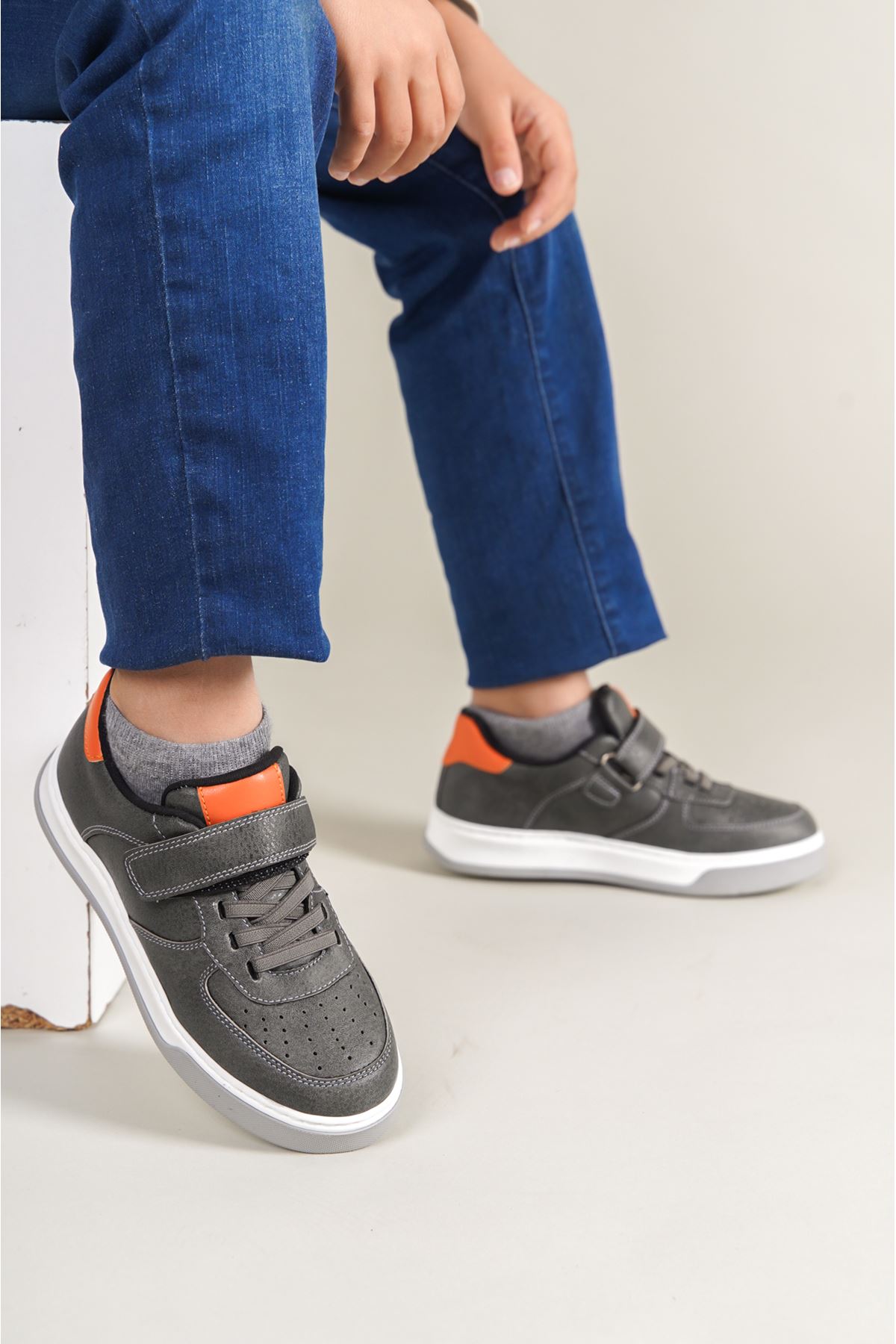 1009 Prime Children Shoes Grey Orange