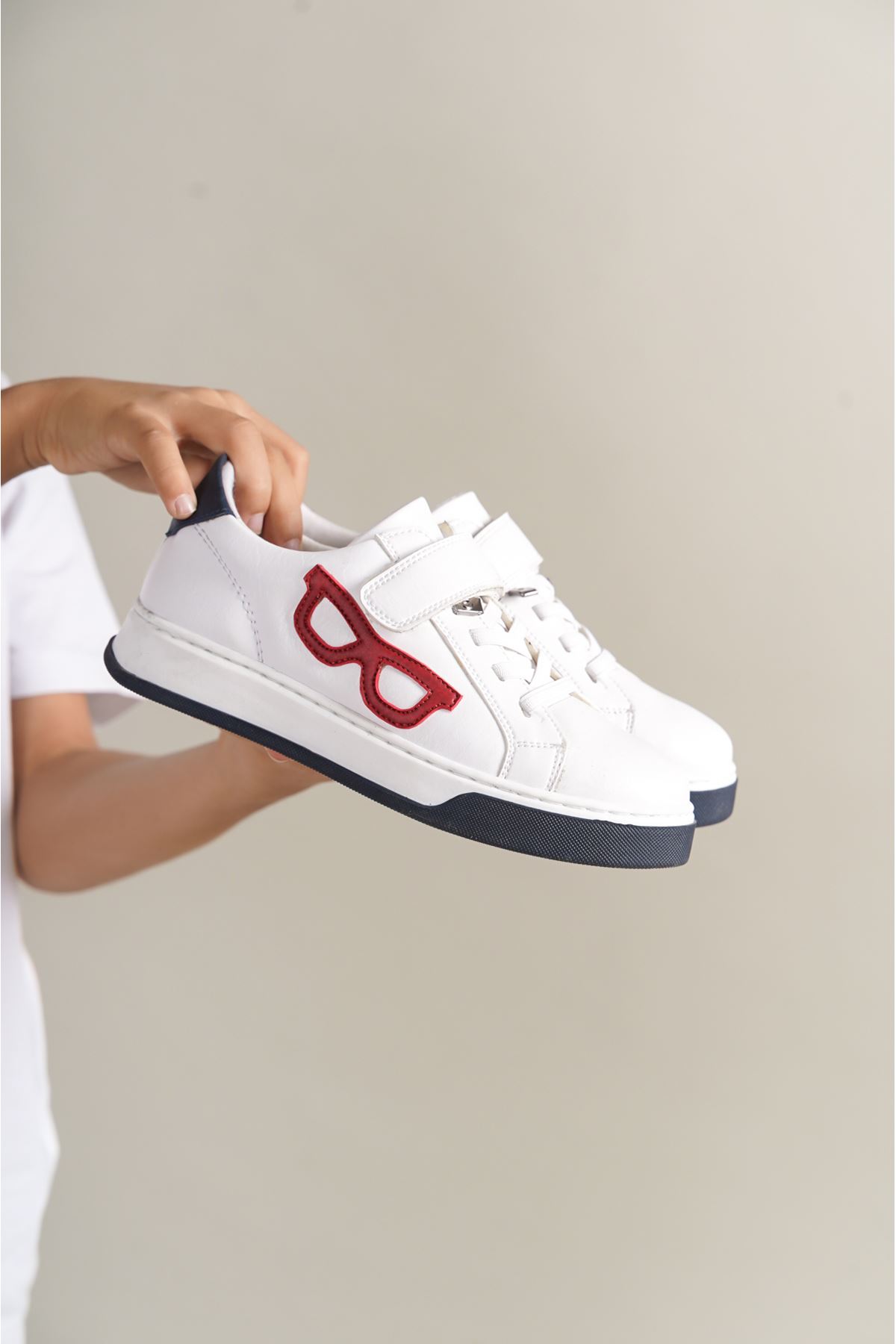 1011 Glasses-X Children Shoes White Red Navy
