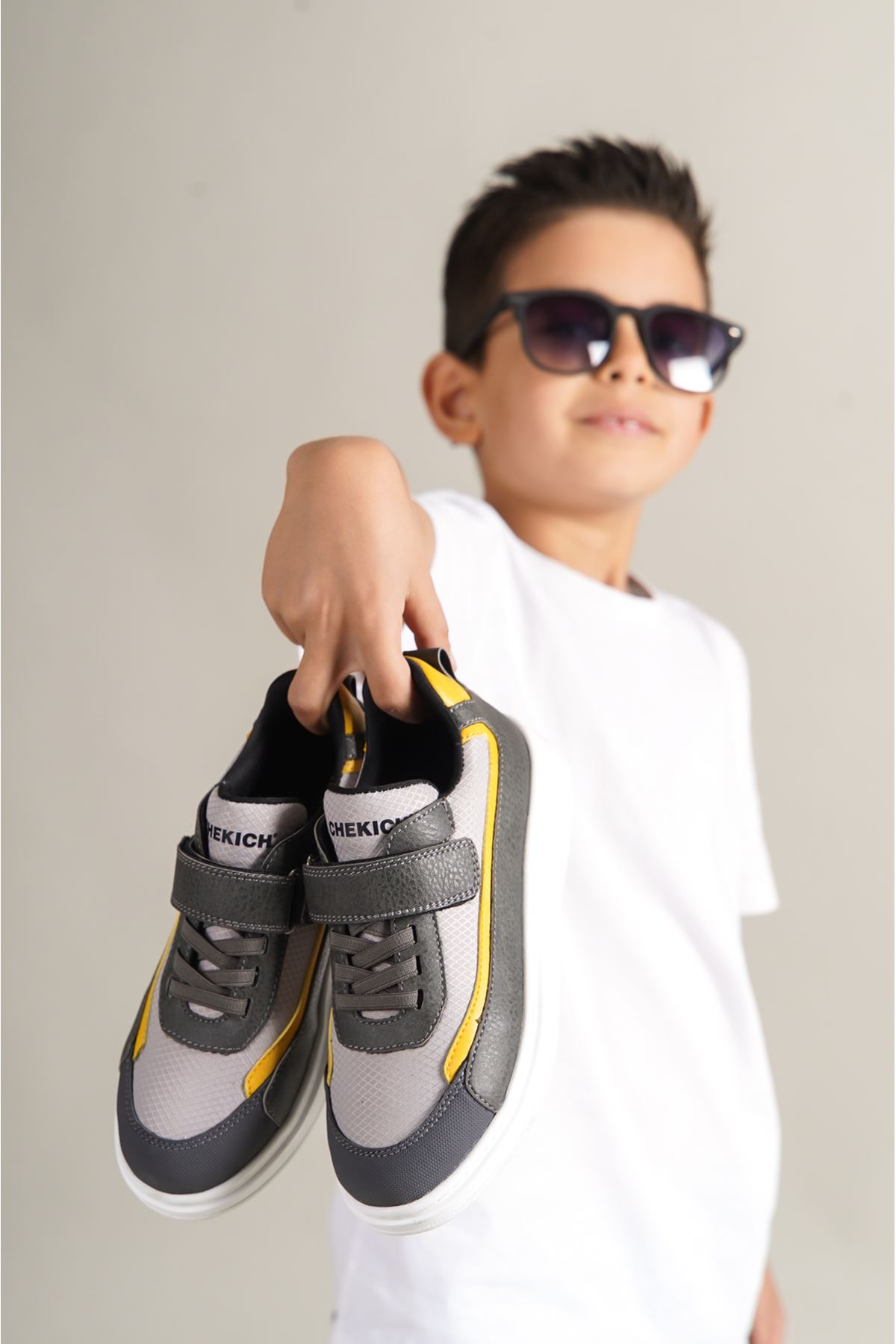 1015 Star-X Kids Shoes Grey White Yellow