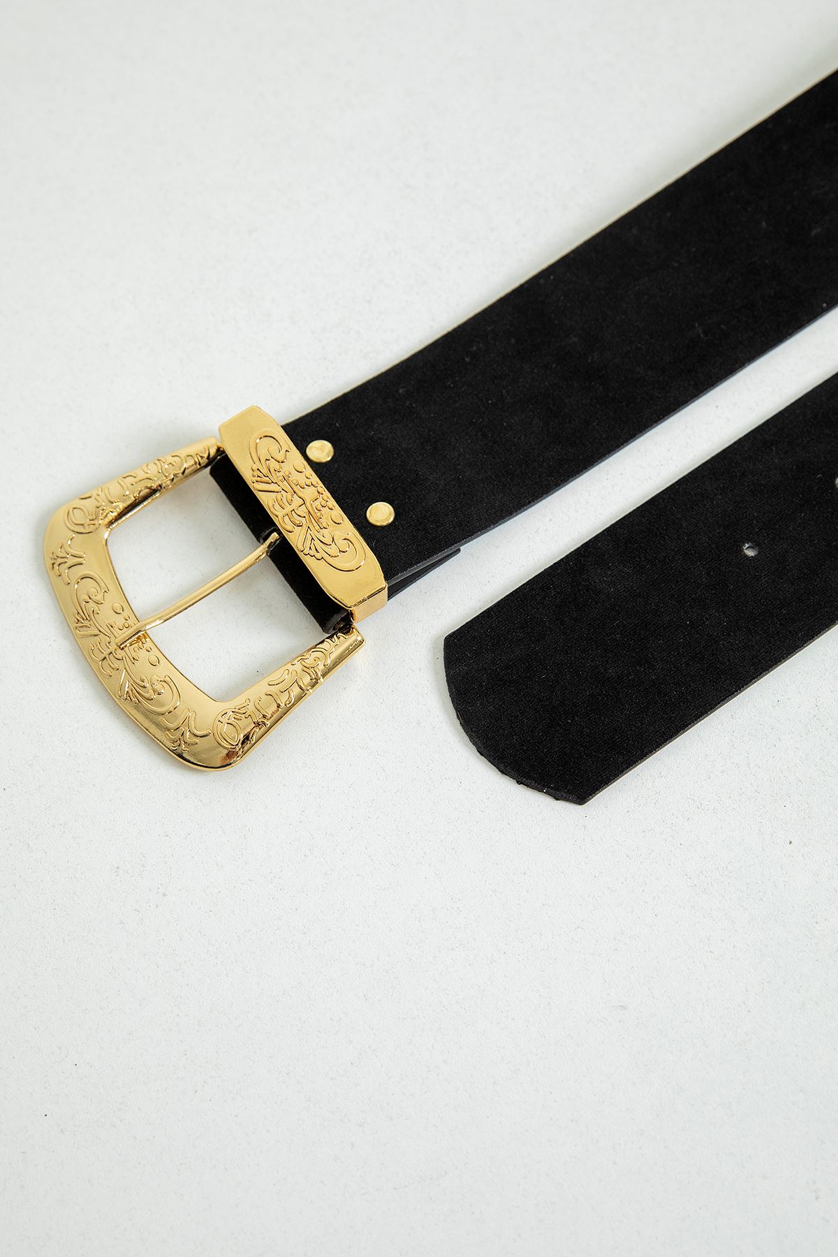 Processing Detail Suede Women Belt-Black