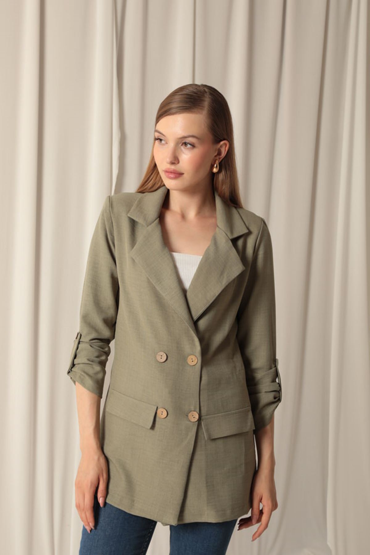 Melanj Linen Fabric Women Genuine Jacket