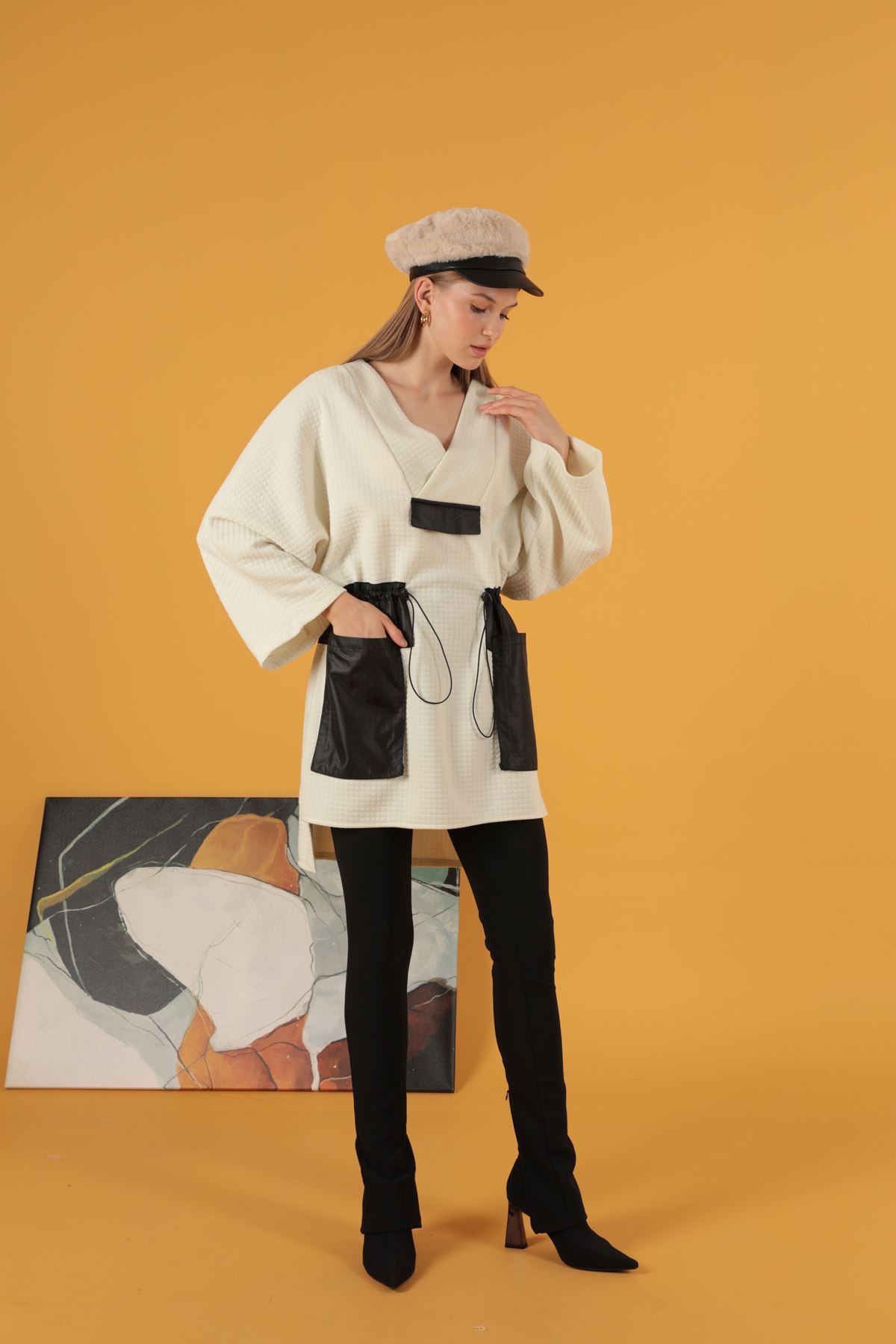 Petek Fabric Garnili Oversize Women Sweat-Extrusion
