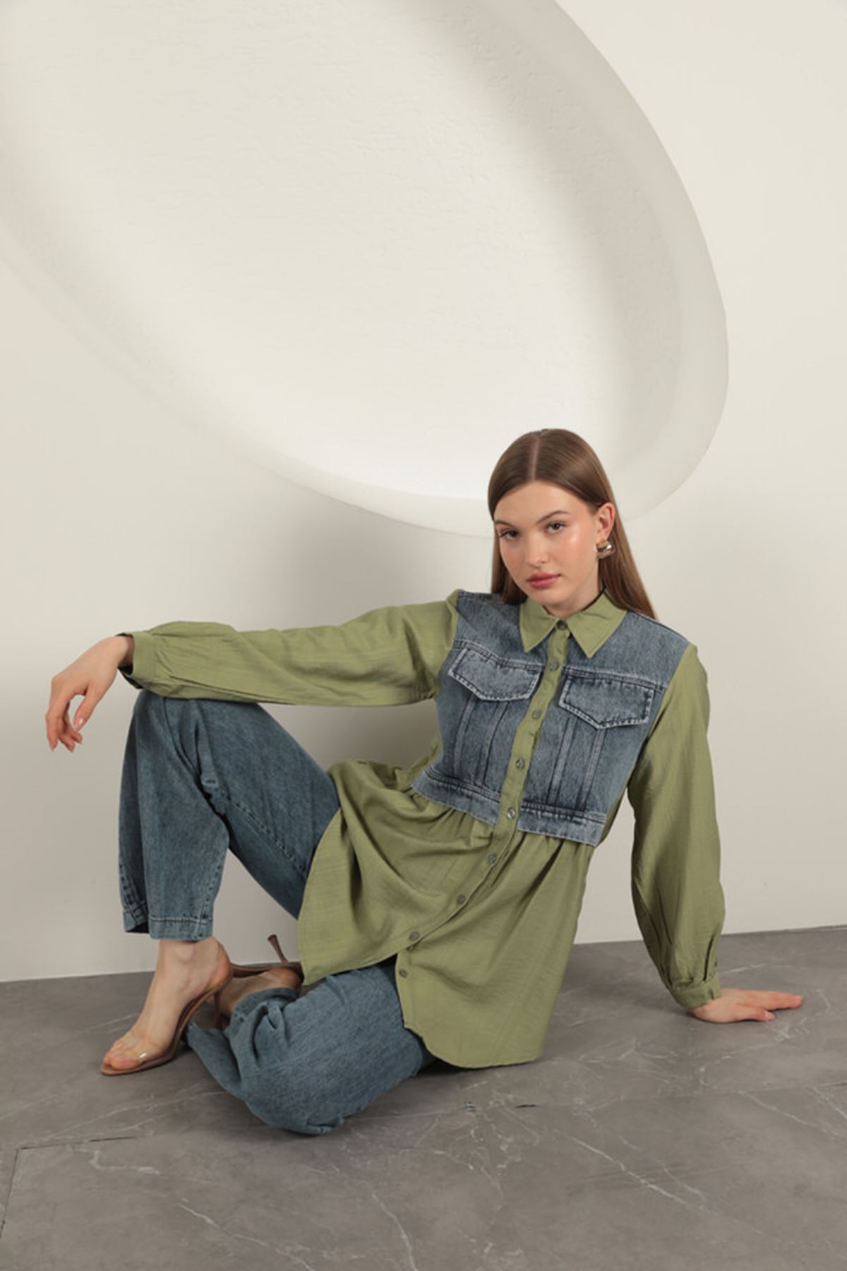 Poplin Fabric Jeans Garnili Genuine Women Shirt