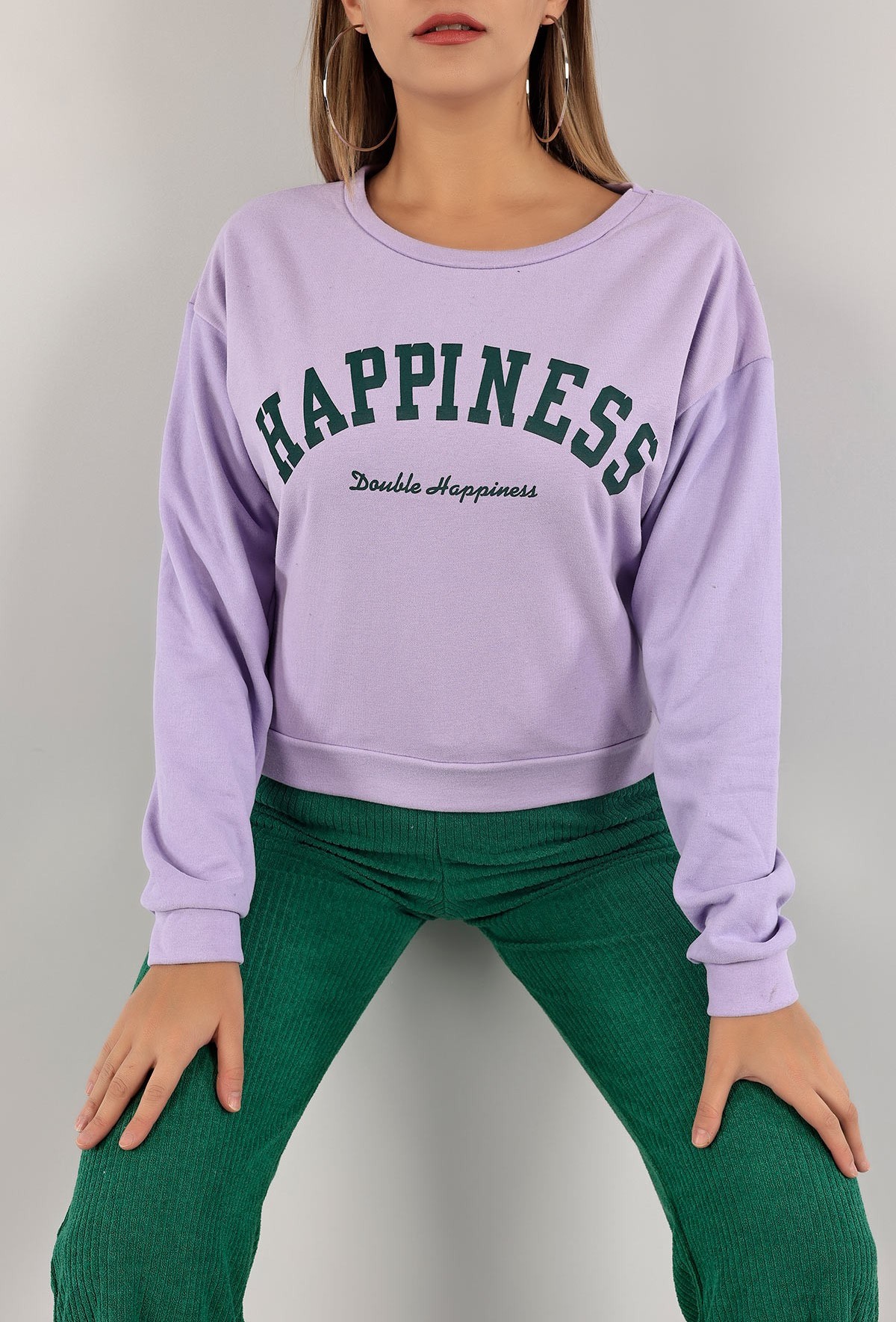 Printed Crop Sweat Lila - 0135.159.