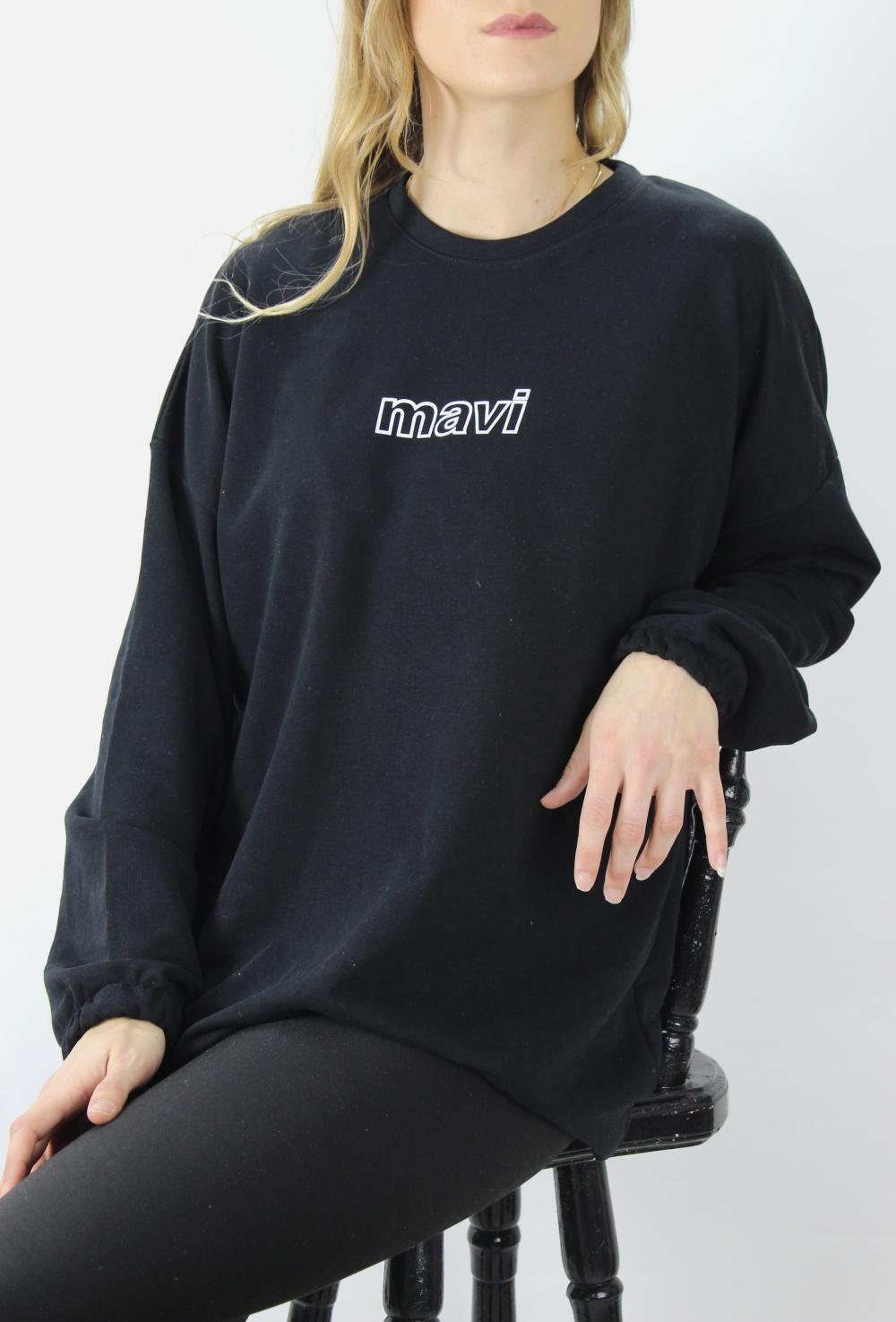 Baskılı İki İplik Sweat Siyah - DL420.1256