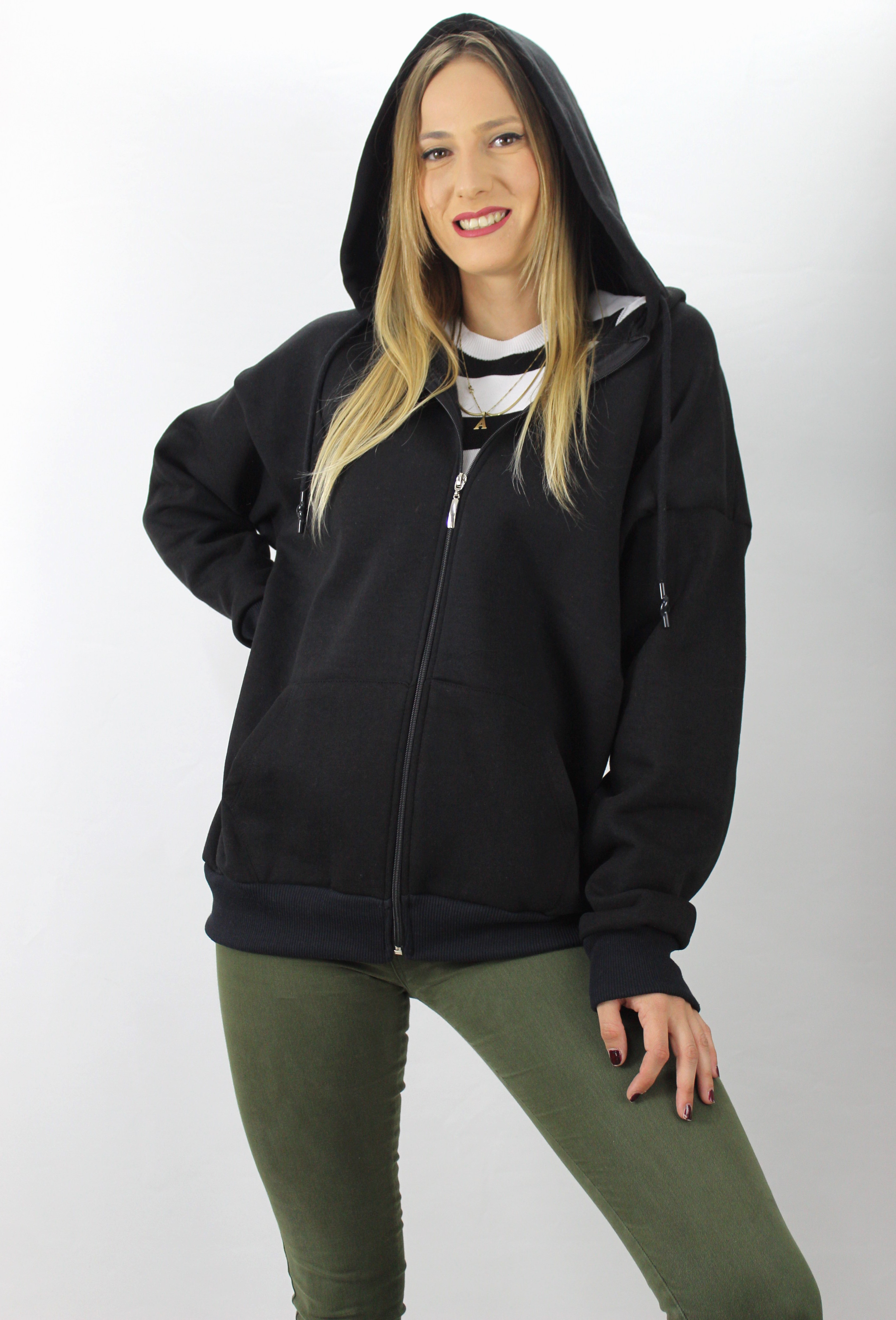 Zipper Three Thread Hooded Sweat Black - 2810.2022