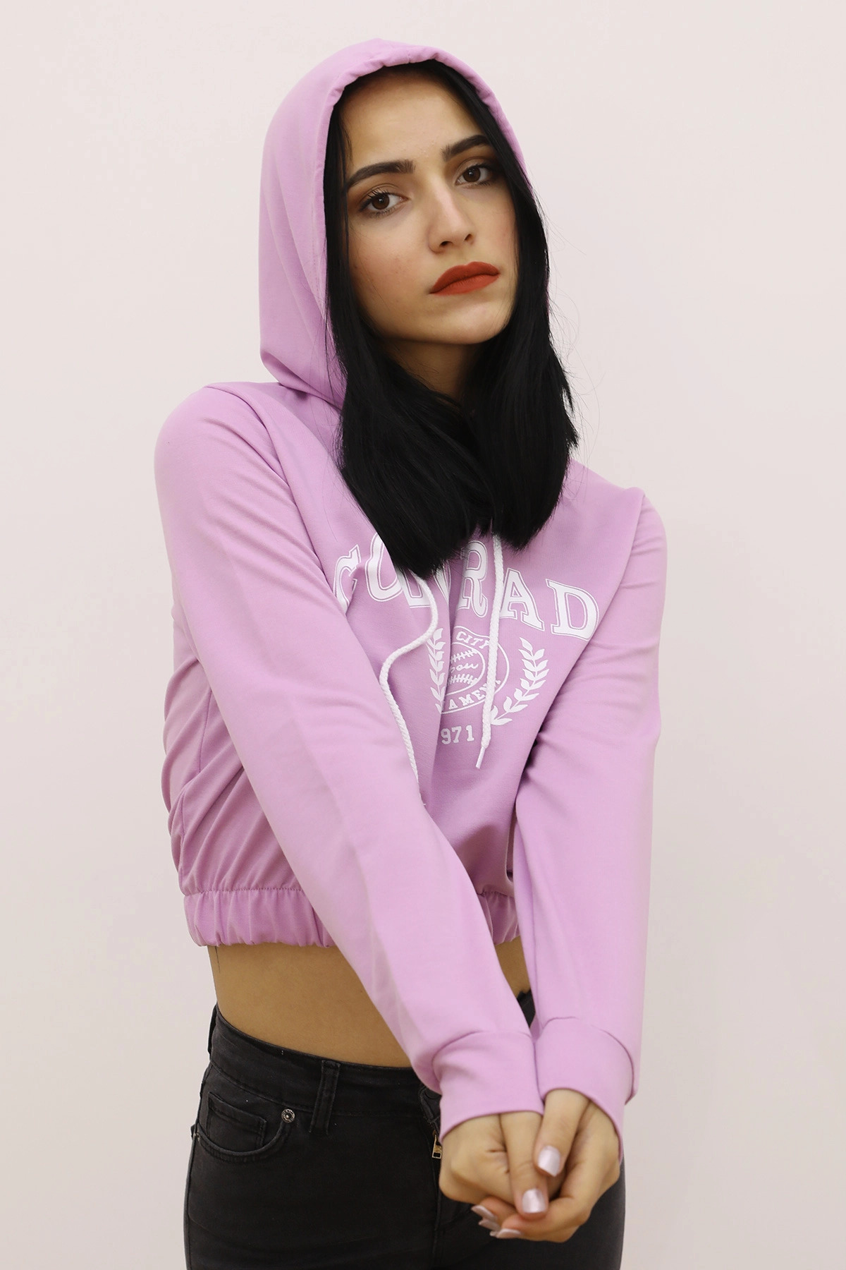Kapşonlu Bel Lastikli Sweat - P-019085