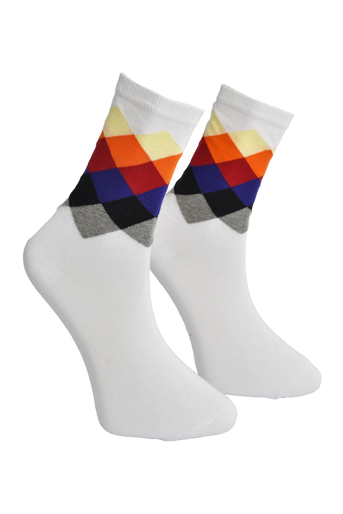 Unisex Color Square Socks White - LksÇrp16